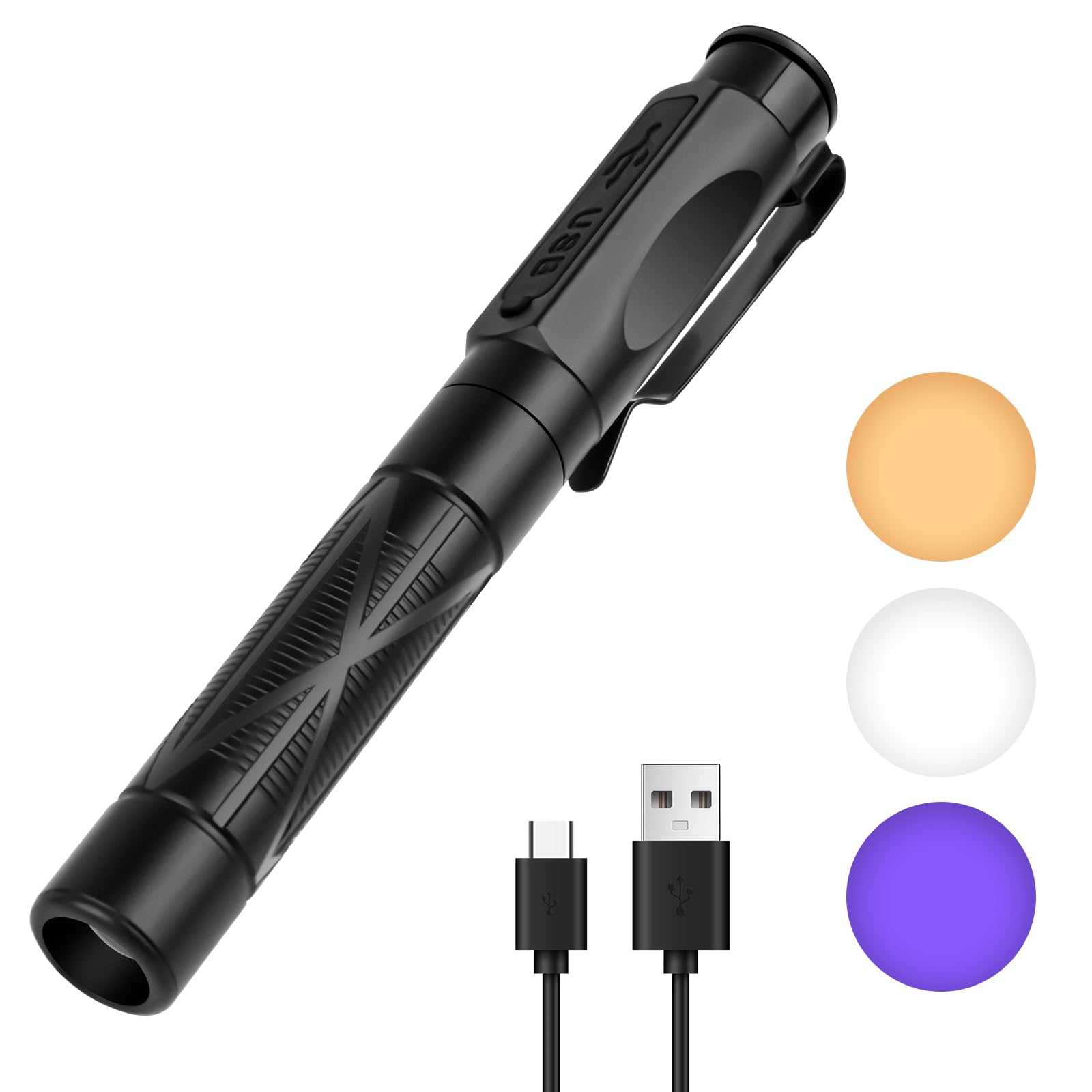 Flintronic Rechargeable LED Pen Torch with Pupil Gauge and Clip, 3 Light Modes, Medical Pen Light, #Ba Black-3 Light Modes 1pc