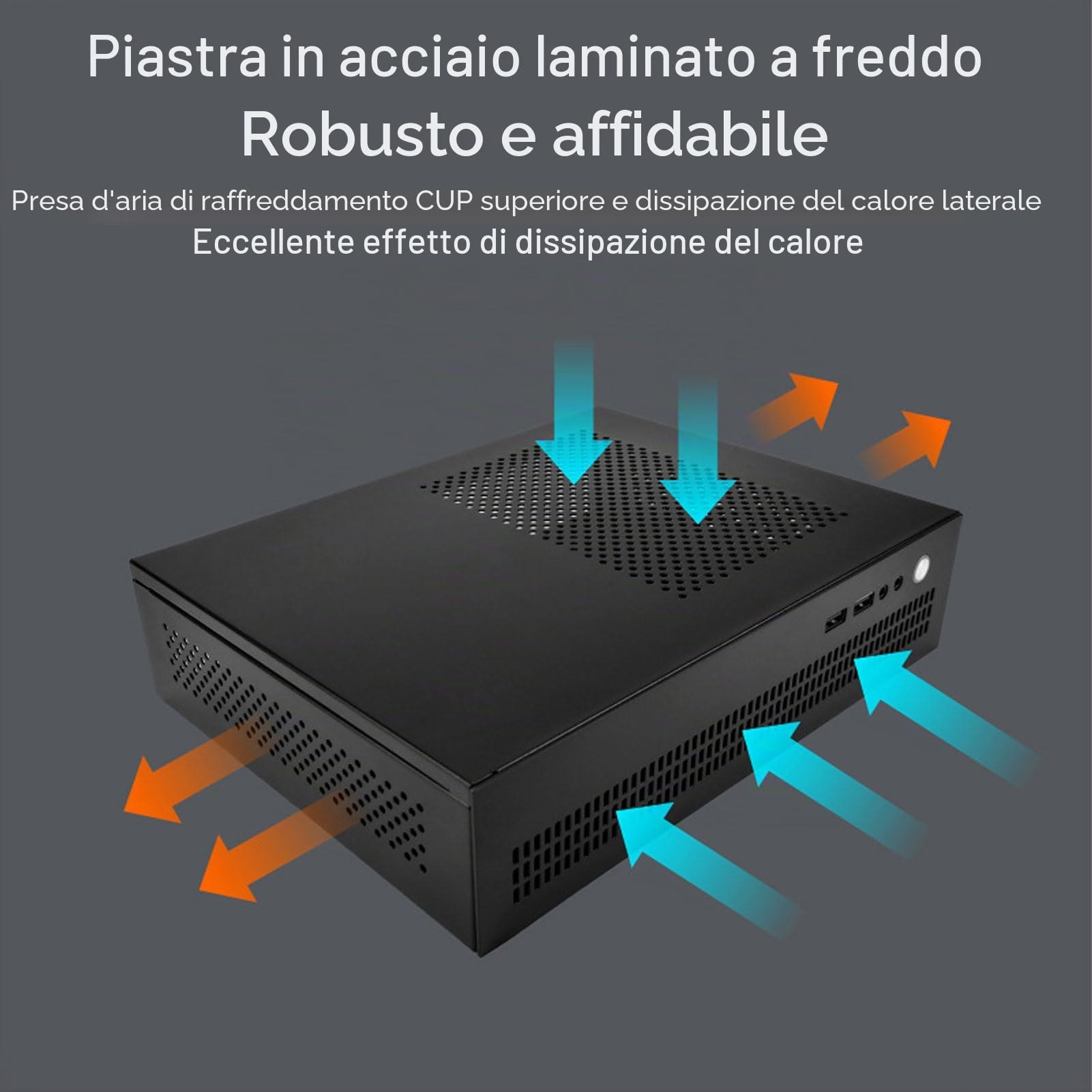 Custodia Mini ITX, ITX Stand Up o Down USB 2.0 Small Chassis, Custodia in Acciaio Supporto SSD 50mm CPU Cooler Custodia PC Compatta per Computer da Gioco, Design di