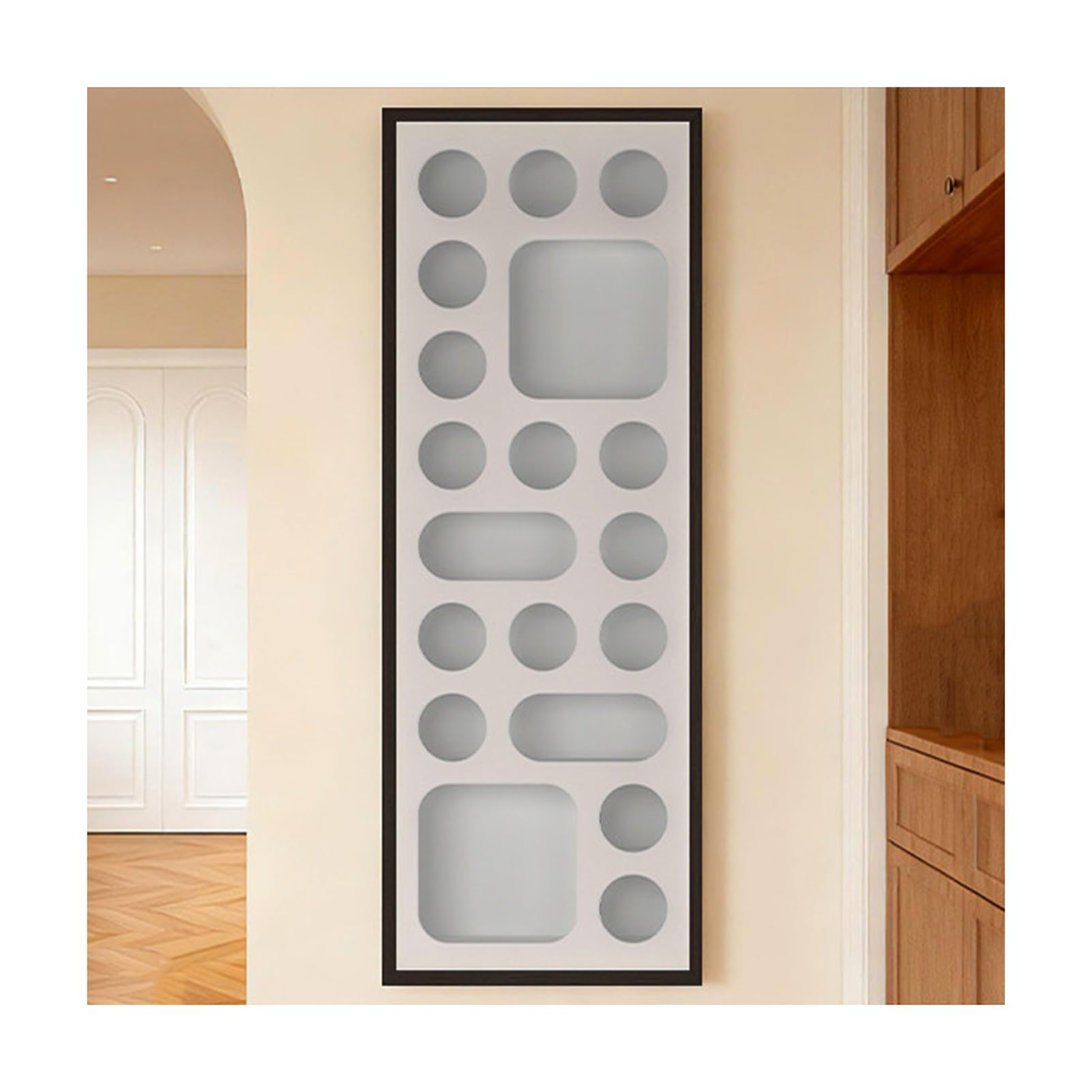 Vetrina Da Parete In Legno, Vetrina Per Minifigure Con Anta Trasparente, Vetrina Impilabile Con Ripiani Regolabili Per Bagno, Cucina, Soggiorno(Wood color,50x140cm)