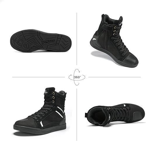 Miniatura 2 de BORLENI Botas de motocicleta para equitación en la calle, zapatos antideslizantes para senderismo al aire libre, zapatos de trabajo para hombre