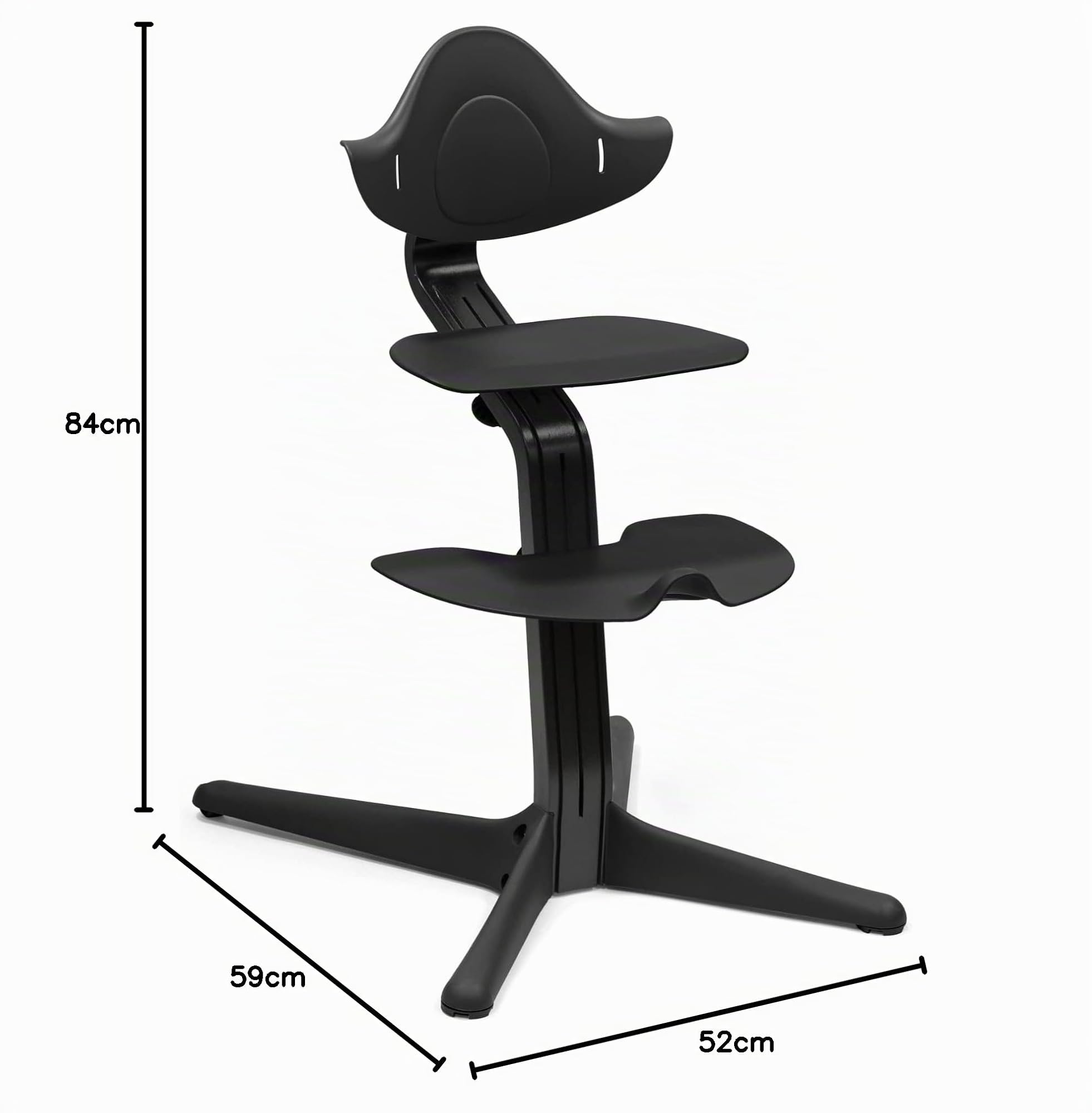 Silla Stokke Nomi, Negro - La silla que inspira a sentarse de forma activa - Sin herramientas, ajuste fácil - Incluye un reposapiés estable y ruedas antivuelco - Soporta hasta 150 kg