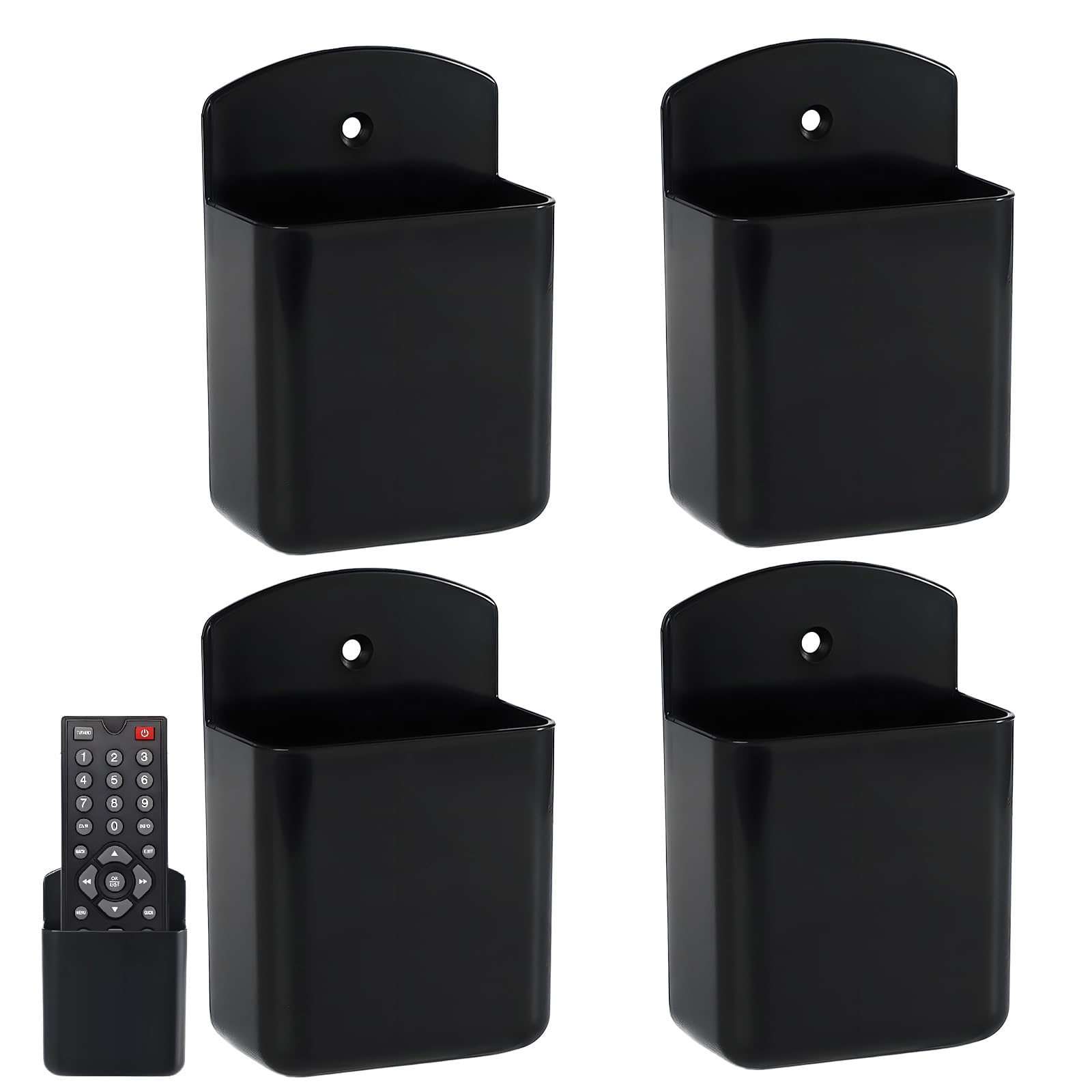 4 Pcs Wall Remote Control Holder, Black Remote Control Holder Wall Mounted