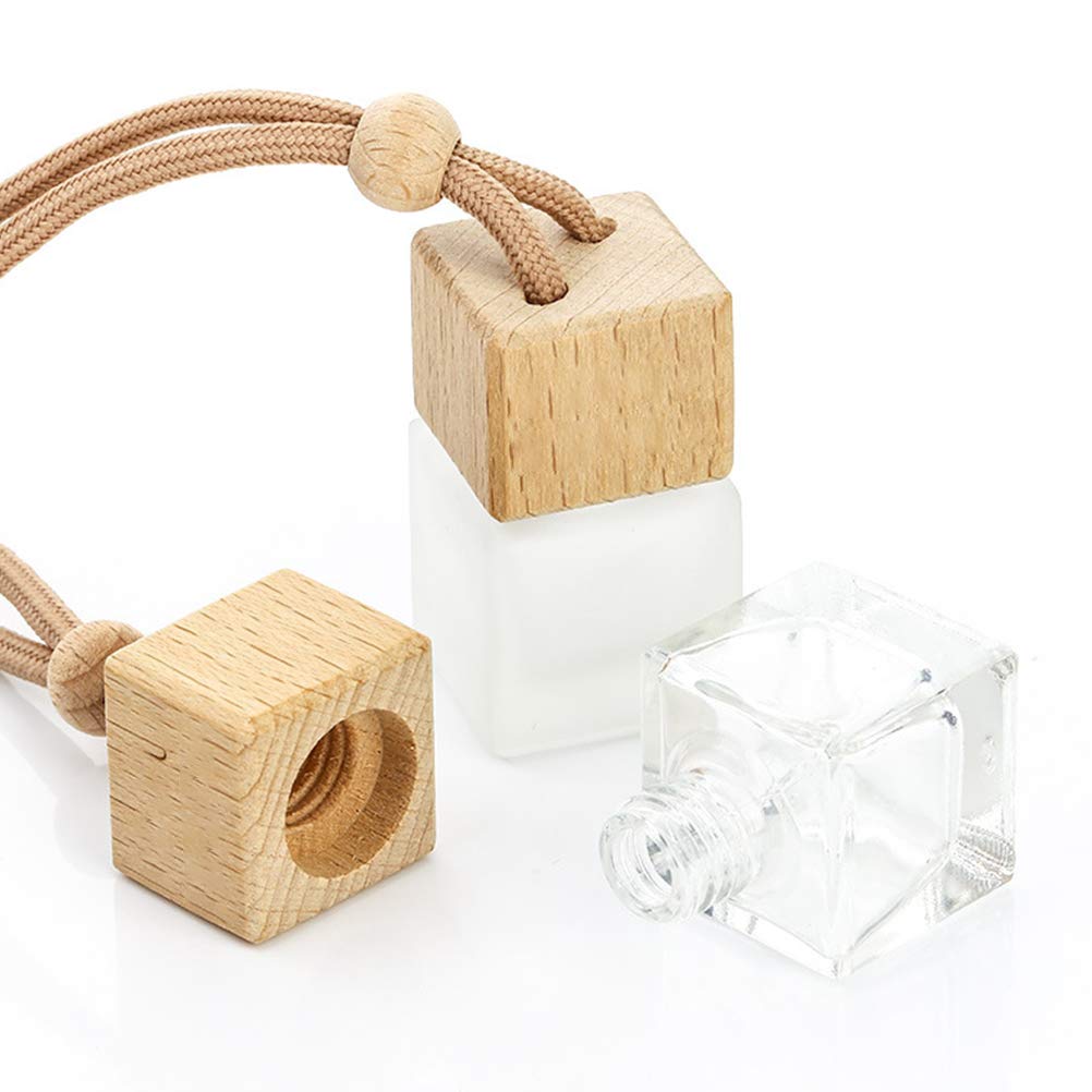 3 Bottiglie Vuote In Vetro Per Profumo Auto - Diffusore Aria Ricaricabile Con Tappo In Legno - 3