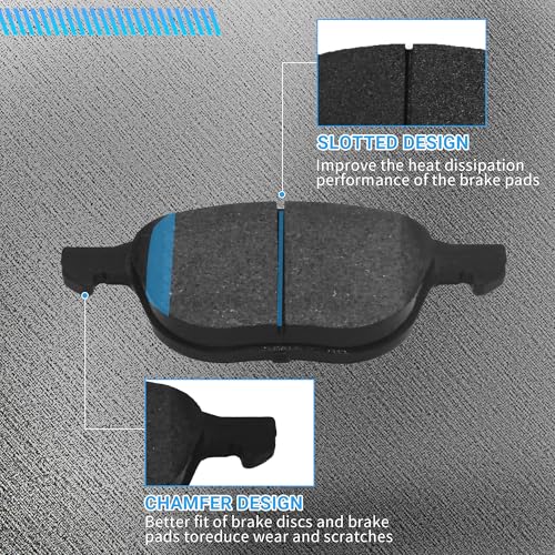 Image of Front Brake Pads Set Compatible with Ford Escape Focus Transit Connect, Mazda 3 5, Volvo C30 C70 S40 V50 Automotive Replacement Brake Pads Semi-Metallic D1044