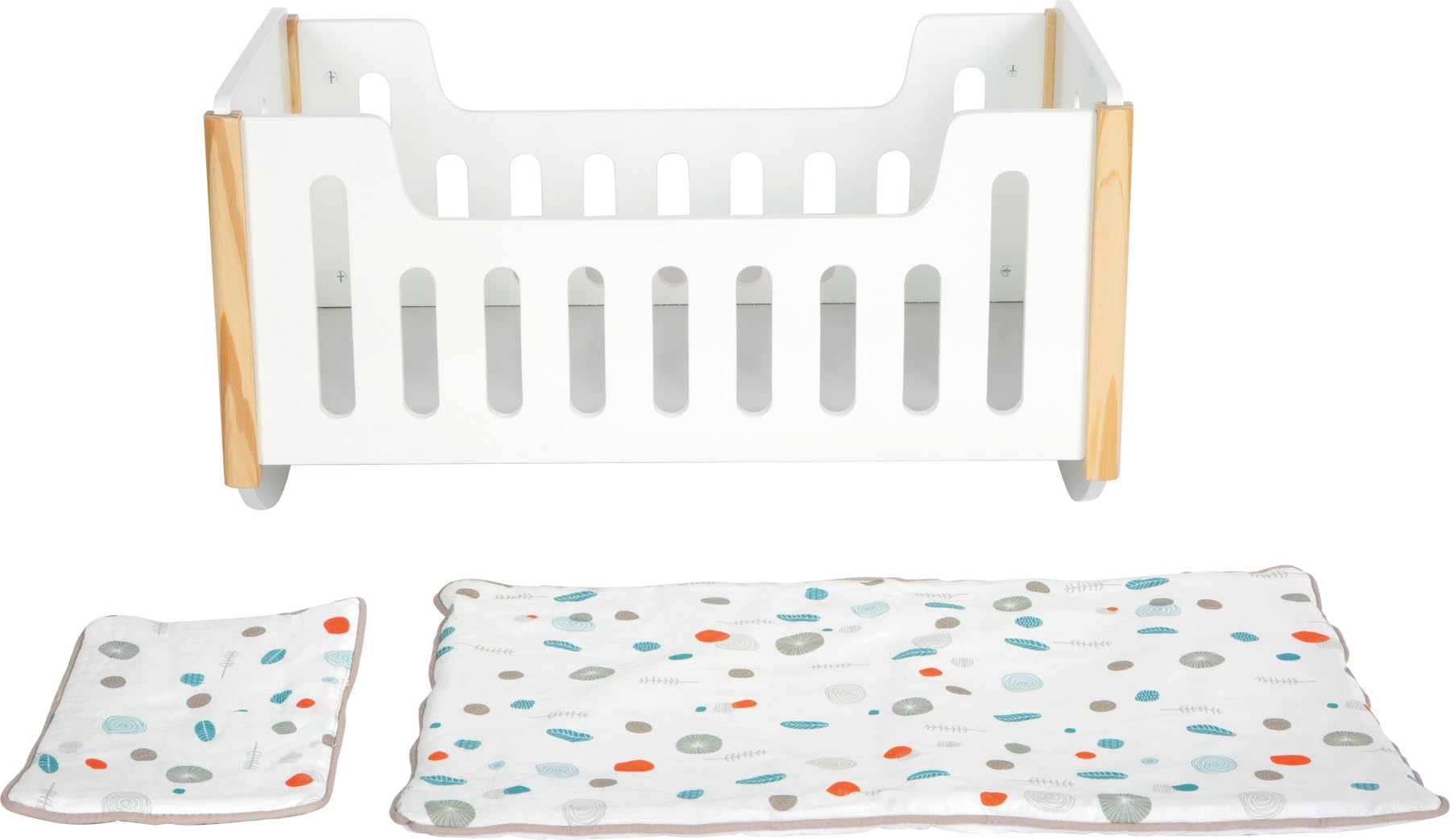 Small Foot Berceau de poupée « Little Button » en Bois, avec literie réversible, dès 3 Ans, 12660, Coloré
