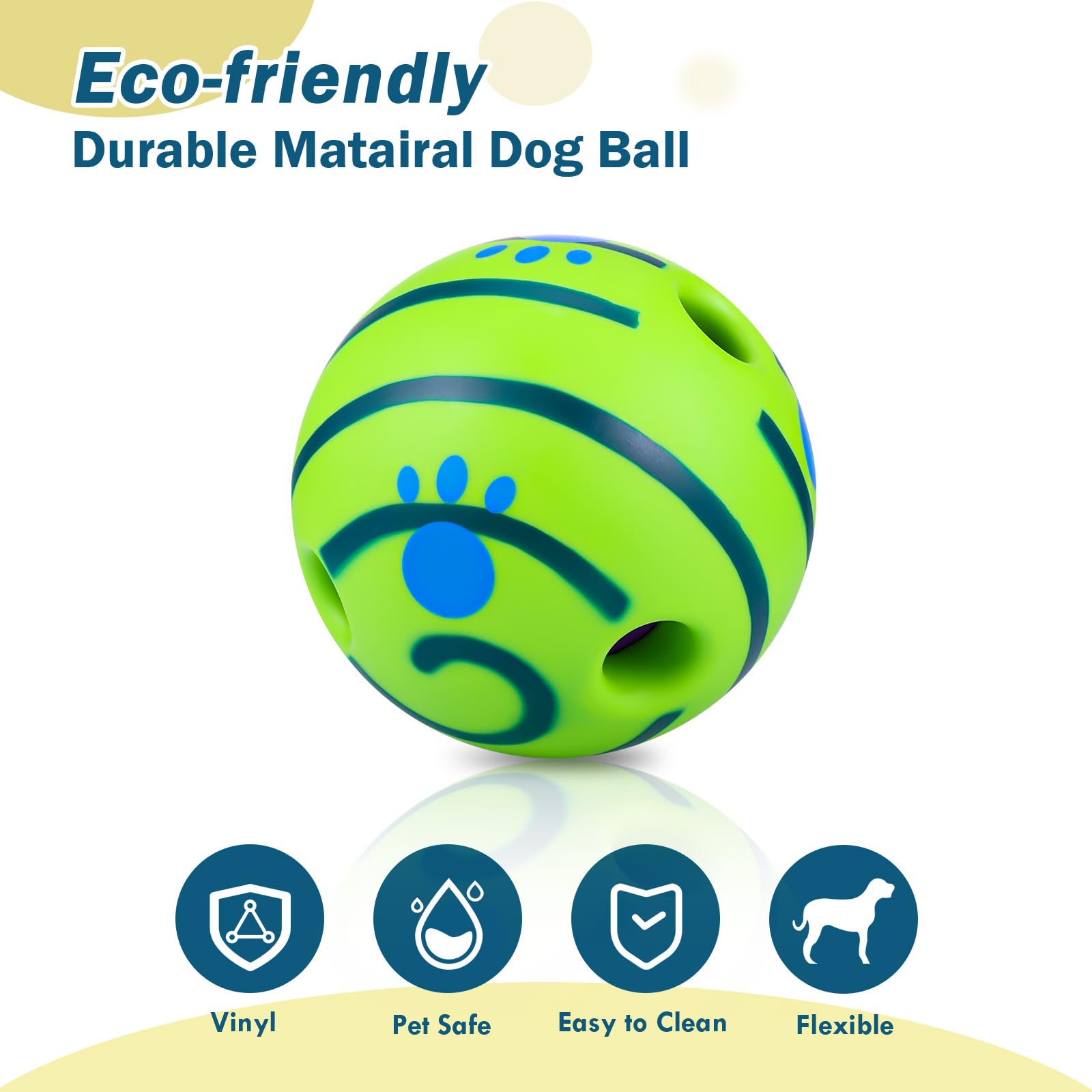 JIZZU Balle Chien Balle Jouet Chien, Balles pour Chiens, Jouet Chien avec Squeak, 14.5cm Ballon pour Chien à Rayures Jaunes sont pour Les Chiens de Taille Moyenne à Grande pour Jouer