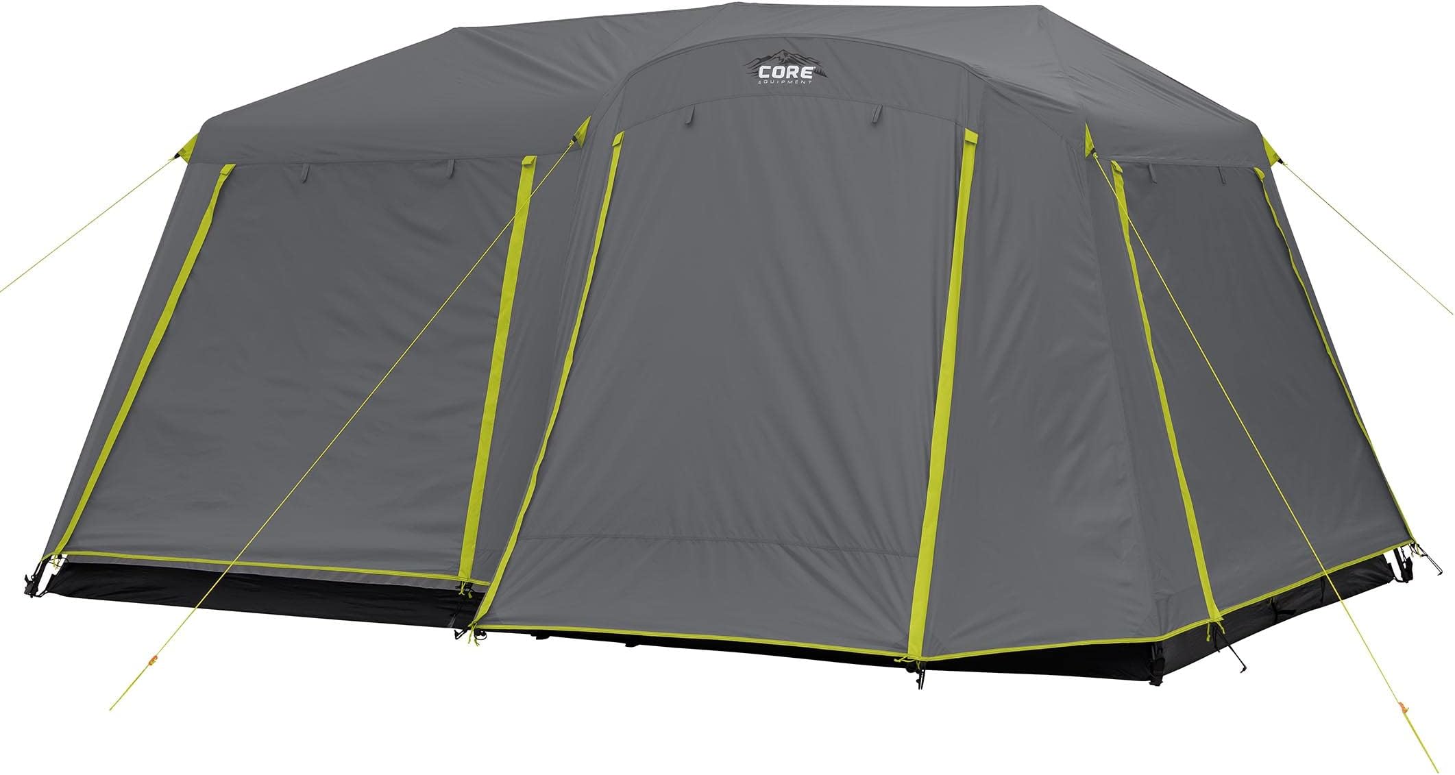 9 Person Instant Cabin Tent | Large Portable Multi Room Family Pop Up Camp Tent with Full Rainfly for Weather Protection and Storage | Included Storage Pockets for Camping Accessories