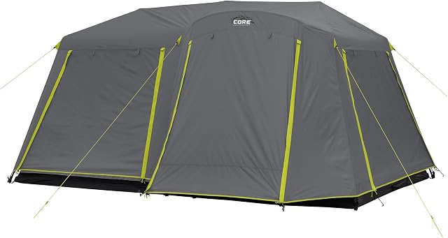 CORE Large Multi Room Tent for Family with Full Rainfly for Weather and Storage for Camping Accessories | Portable Huge Tent with Carry Bag for Outdoor Car Camping | with Full Rainfly