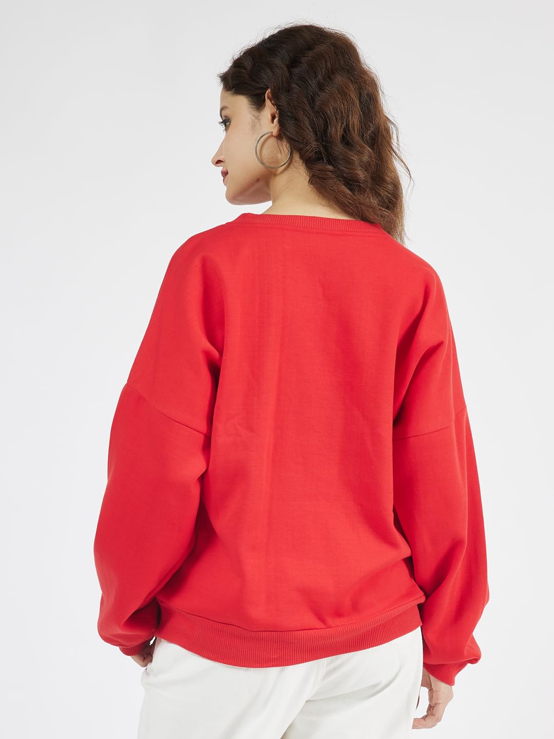 Athena Lifestyle Women and Girls Cotton Regular Long Sleeves Solid Round Neck Ribbed Knitted Red Casual Sweatshirt 1