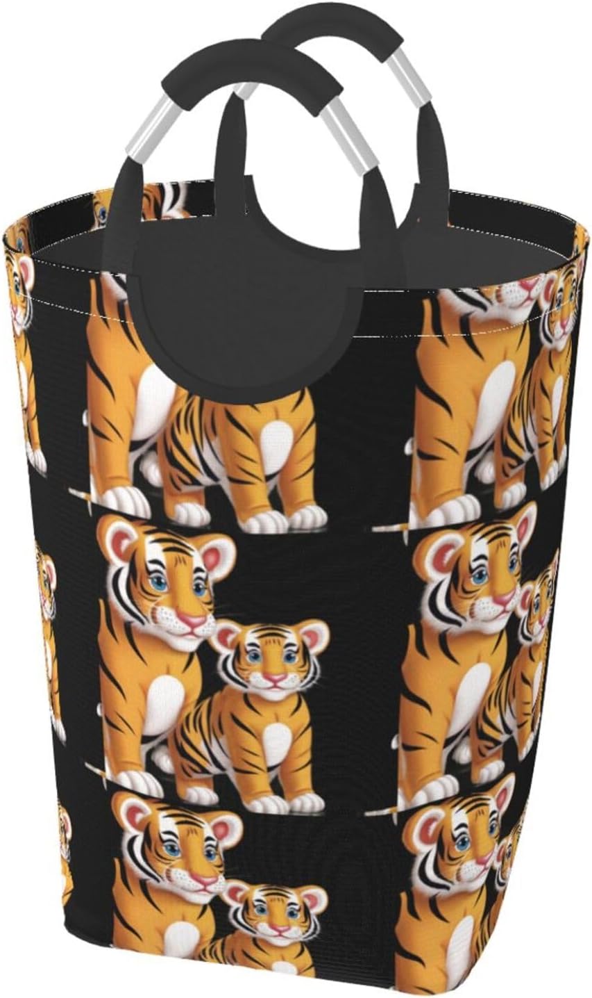 Cute tiger Square storage bag 50L, suitable for multiple scenes, foldable dirty clothes storage basket.