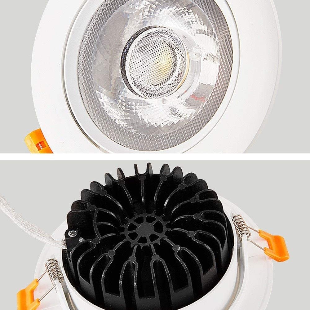 Reflektory COB z regulowanym kątem 10 W, 15 W, antyodblaskowe, bardzo cienkie, wpuszczane, gałka oczna, 3000 K, 6000 K, opcjonalnie płaskie reflektory