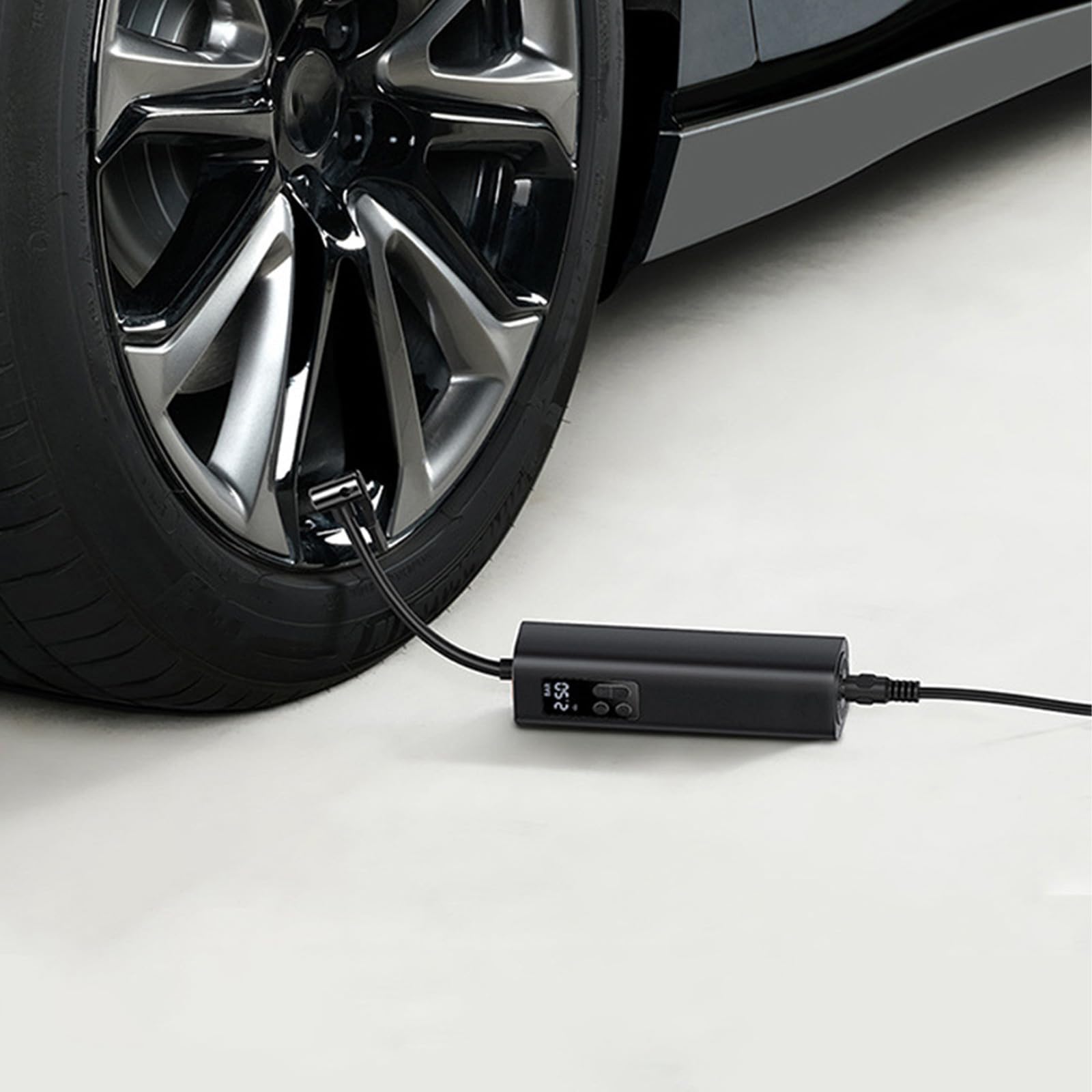 Beavorty Compresor Pantalla Coche Eléctrico de Neumáticos para Portátil y Digital y Apagado Automático, Material de Cobre Abs y Caucho Negro Bicicleta Adecuado para Senderismo y Camping