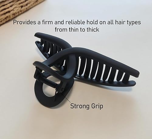 Miniatura 5 de Pinzas para el cabello de 5 pulgadas, grandes, antideslizantes, grandes mate, para cabello fino y grueso, para mujeres y niñas, paquete de 4
