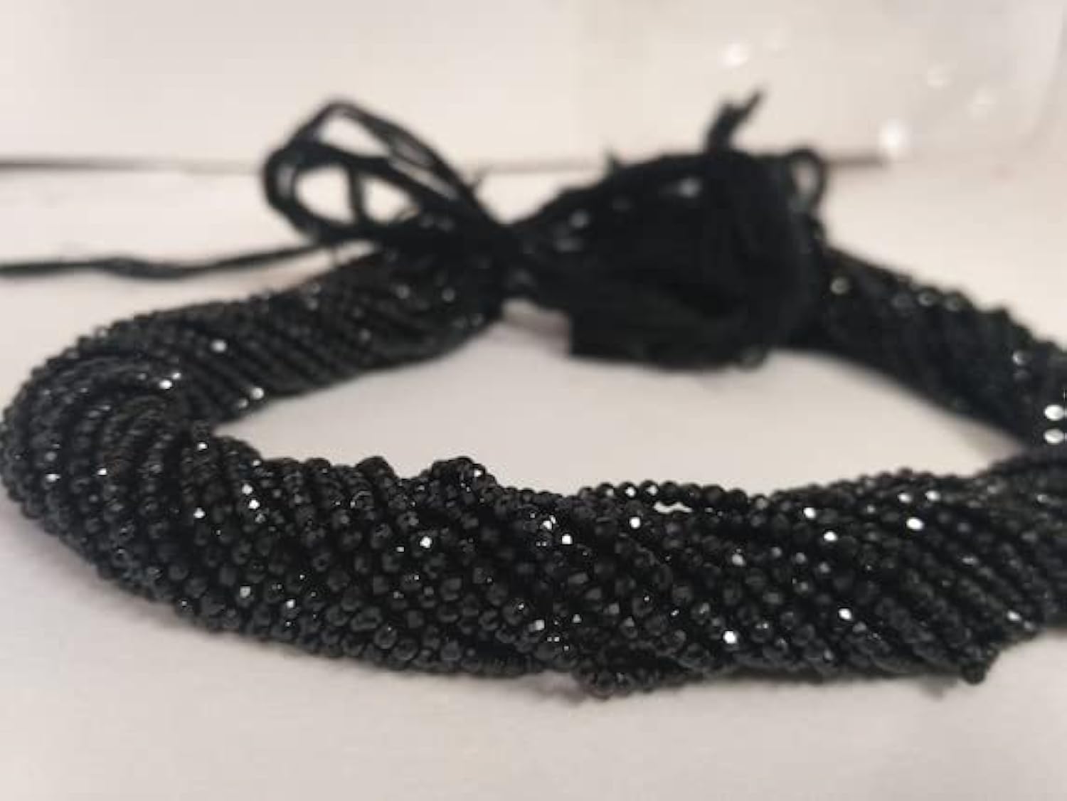 Spinelle Noir Naturel Rondelle perles pour collier bohème chic