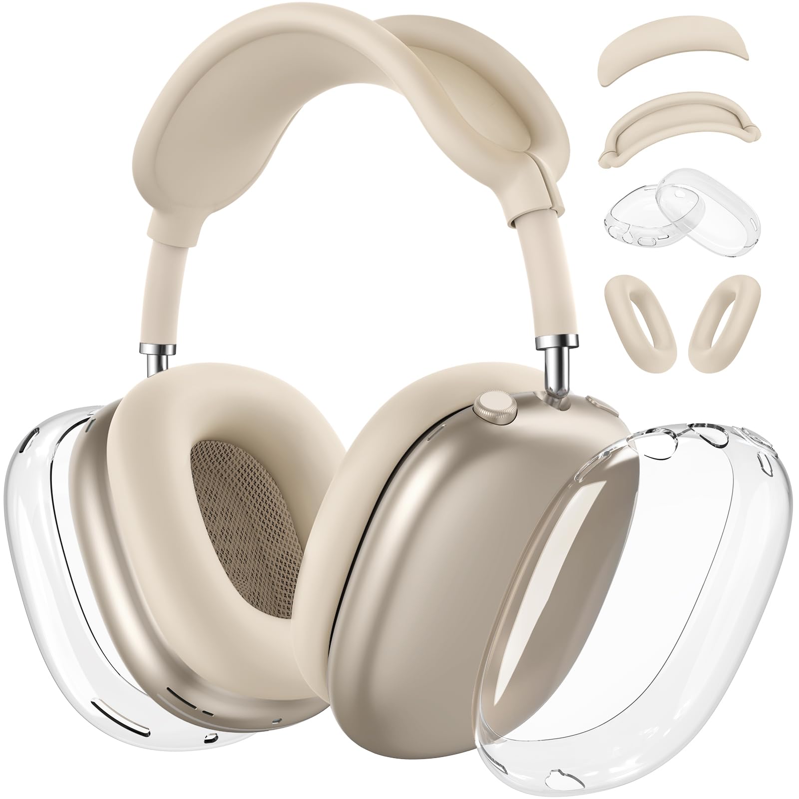 for AirPods Max case Cover, Ear Pad Case Cover/Ear Cups Cover/Headband Cover for Apple AirPods Max 2&1(2026/2024/2020), Clear TPU Transparent and