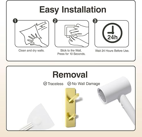 Miniatura 4 de Ganchos de pared autoadhesivos para colgar ganchos adhesivos con capacidad para 13 libras, gancho para abrigos, ganchos para toallas para baños,