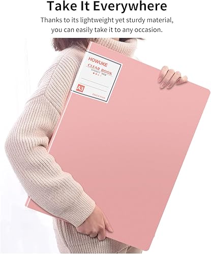 Miniatura 10 de Libro de almacenamiento de pintura de diamantes A3, carpeta de presentaciones de portafolio de arte con 30 protectores de mangas transparentes, 17.3