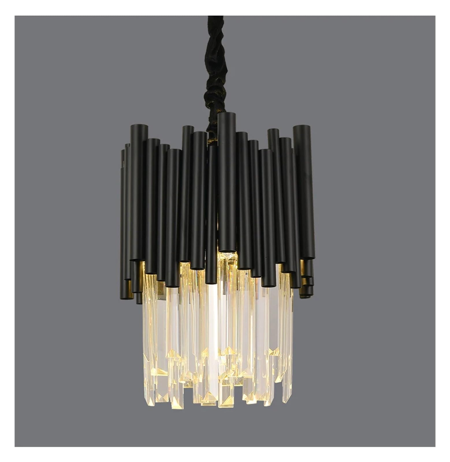 RRJJ Dining Room Crystal Chandelier Modern Black Chandelier Luxury Kitchen Island Light Dimmable Crystal Lights,Led Chandeliers