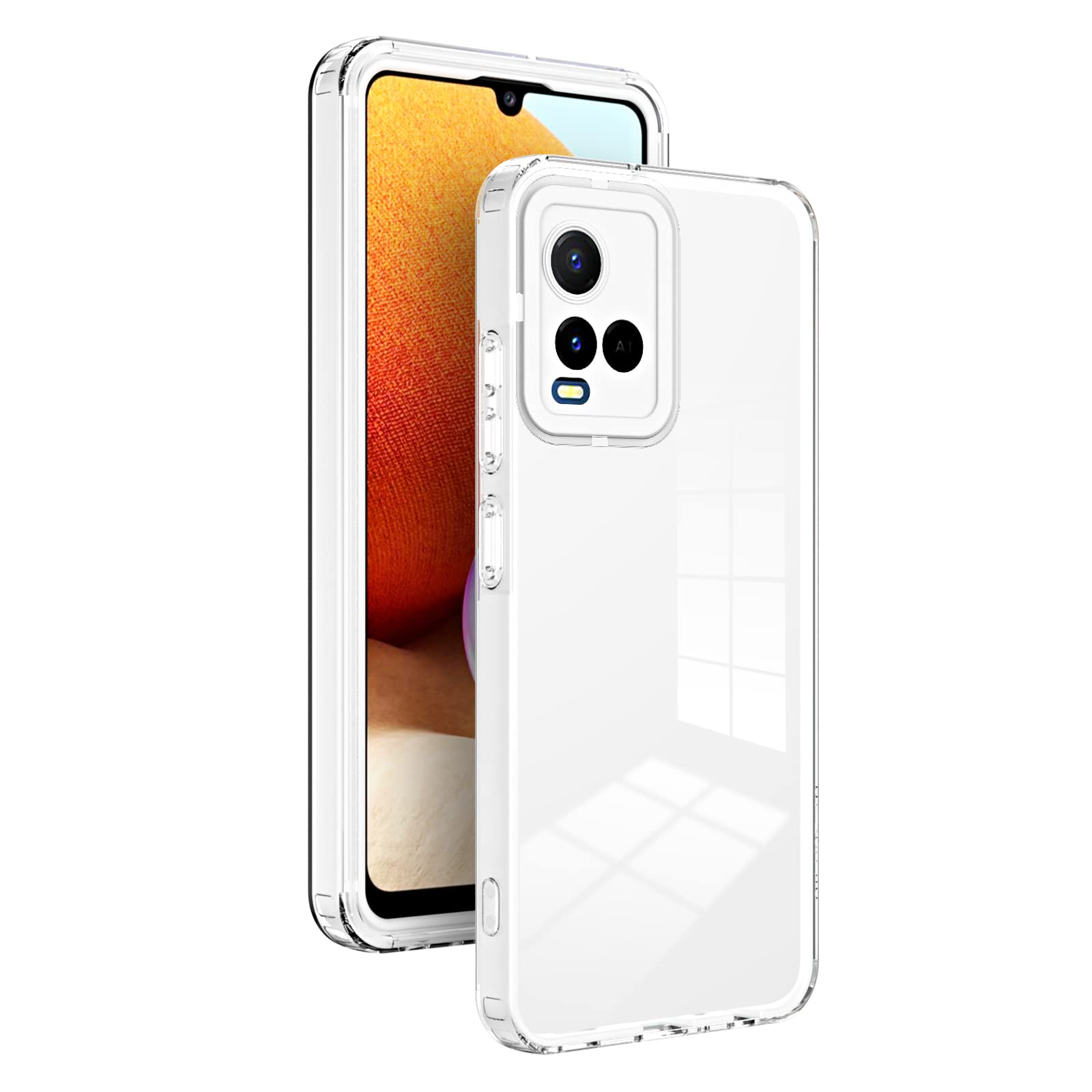 DESSEN Cover Per Vivo Y21s / Y21 / Y33s - Custodia In TPU Trasparente Con Bordo Colorato, Antiscivolo, Anti Ingiallimento, Supporta Ricarica Wireless