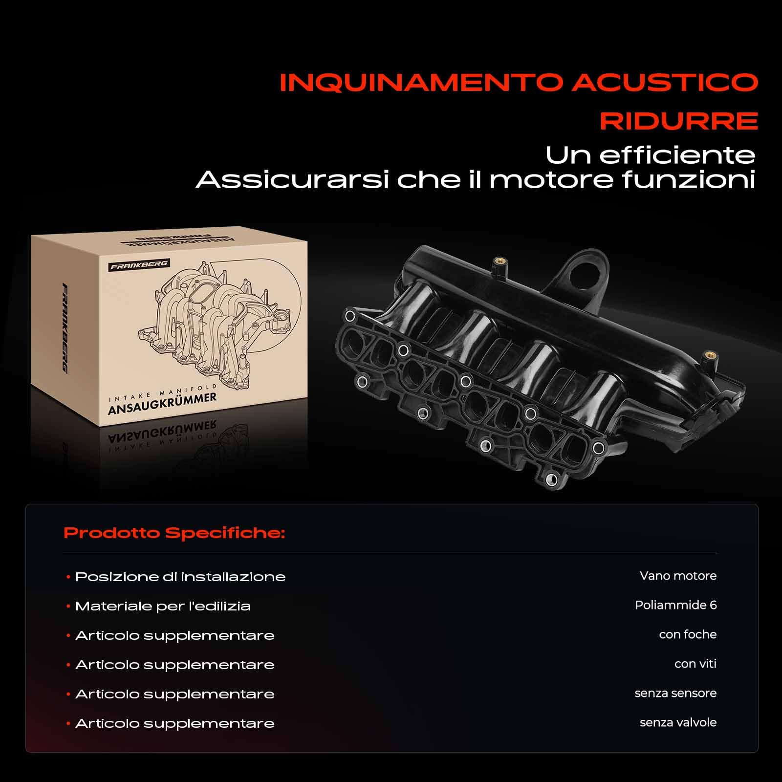Frankberg Collettore di aspirazione Compatibile con Corsa D S07 1.3 CDTi Corsa C X01 1.3 CDTi Tigra Twintop X04 1.3 CDTi Agila (A) H00 1.3 CDTi Grande Punto 199 1.3 D MultiJet 55207034