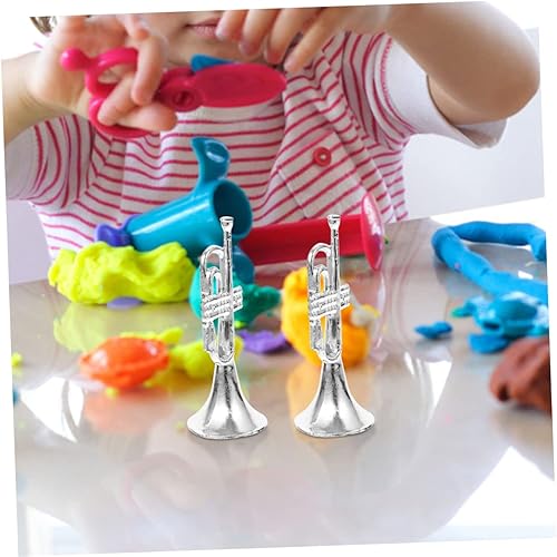 Miniatura 7 de 12 piezas de instrumentos musicales en miniatura, adornos de cuerno de trompeta de violín para decoración de árbol de Navidad, decoraciones