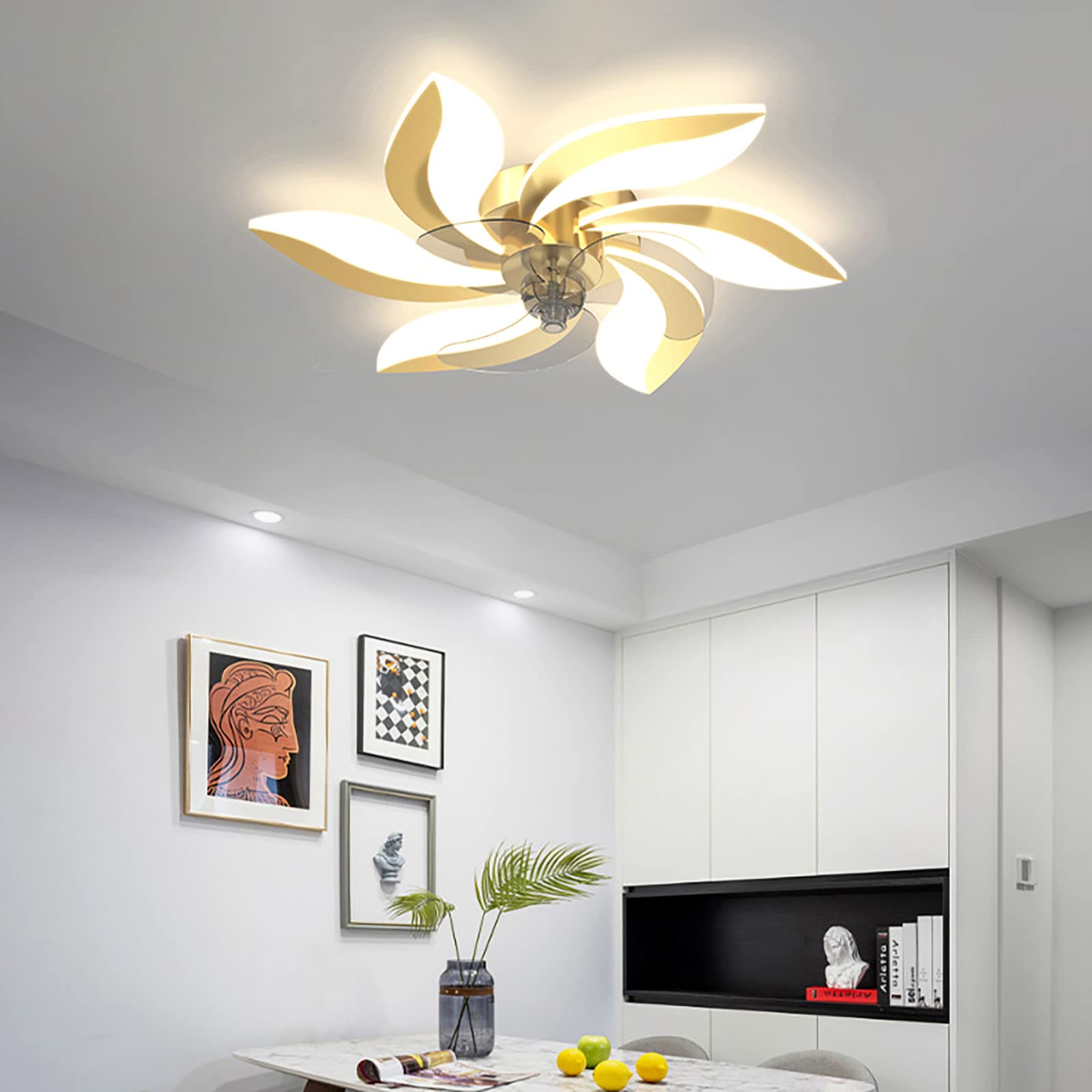 Ventilatore reversibile Plafoniera con telecomando Moderno ed elegante Plafoniera Ventilatore Plafoniere dimmerabili per soggiorno Camera da letto Sala da pranzo Ventilatore da soffitto con luce