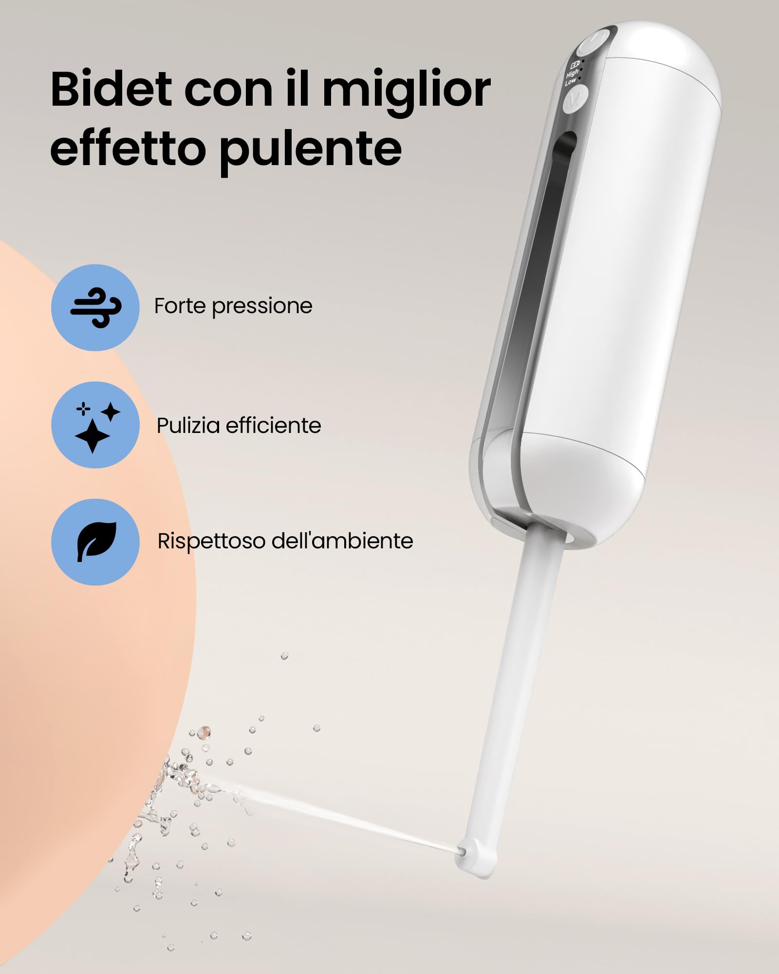 Redsack Bidet Portatile da Viaggio Elettrico, Ricaricabile USB-C Bidet 200ml, Bidet ad Alta Pressione Impermeabile IPX6 Carico Acqua Senza Smontaggio per Camper/L'igiene Intima/Postnatale Lenitiva