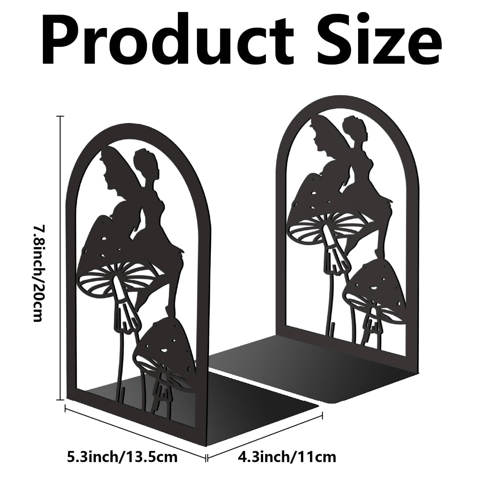 CRASPIRE 2 pz Fermalibri in Metallo Supporto per Fermalibri A Forma di Fungo Fatato Resistente Nero Organizzatore per Libri Supporta Creativo Decorativo 7.8x5.3x4.3 Pollici Ripiano da Scrivania
