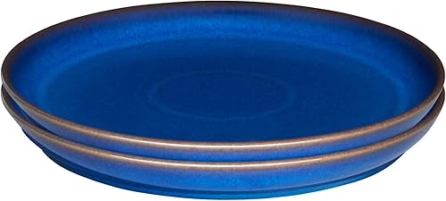 Denby 1048825 - Juego de platos llanos (2 piezas, color azul imperial)
