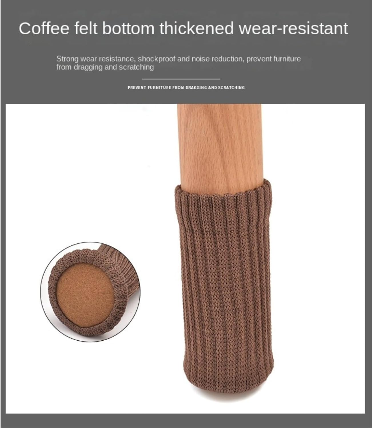 4pcs Felt Cloth Table and Chair Foot Covers, Woolen Floor Protection Covers, Thickened, Wear-Resistant, Anti Slip, Silent Stools, Chairs, Felt Foot Pads