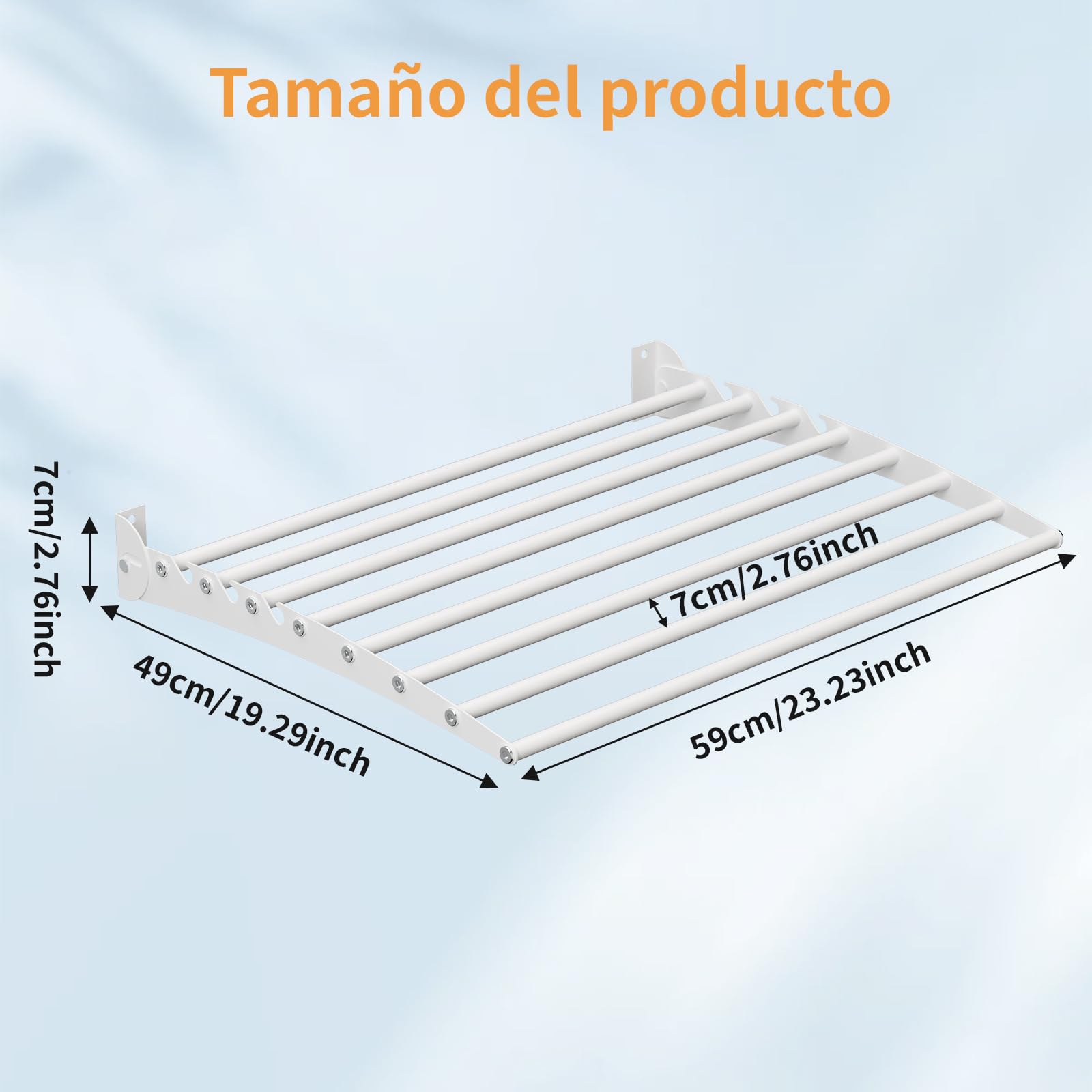 Innotic - Tendederos de Pared Plegable, secador de Ropa, Ahorro de Espacio, Metal para Interior y Exterior, balcón, Cuarto de baño, 8 Barras de 60 cm