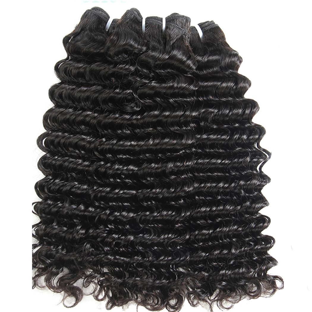 12A Human Hair Bundles 10 12 14 Inch Deep Wave Bundles Human Hair 100% Unprocessed Brazilian Virgin Deep Curly Weave 3 Bundles Hair Extensions for Women Natural Color - Image 2