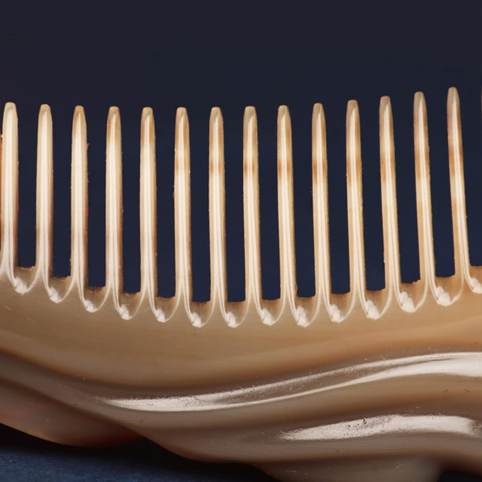 U/D Peine De Cabello, Peine De Cuerno De Buey Natural para Un Dedangling, Peine De Bolsillo Antiestático para Cabello Y Barba, Mini Peine Portátil Sin Mango,Natural