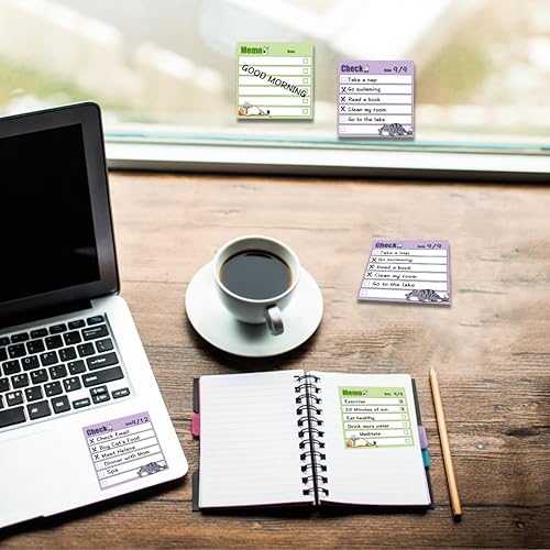 Miniatura 3 de Juego de 9 blocs de notas adhesivas divertidas con forro de gato, lista de tareas pendientes de 3 x 3 pulgadas, bloc de notas autoadhesivas con