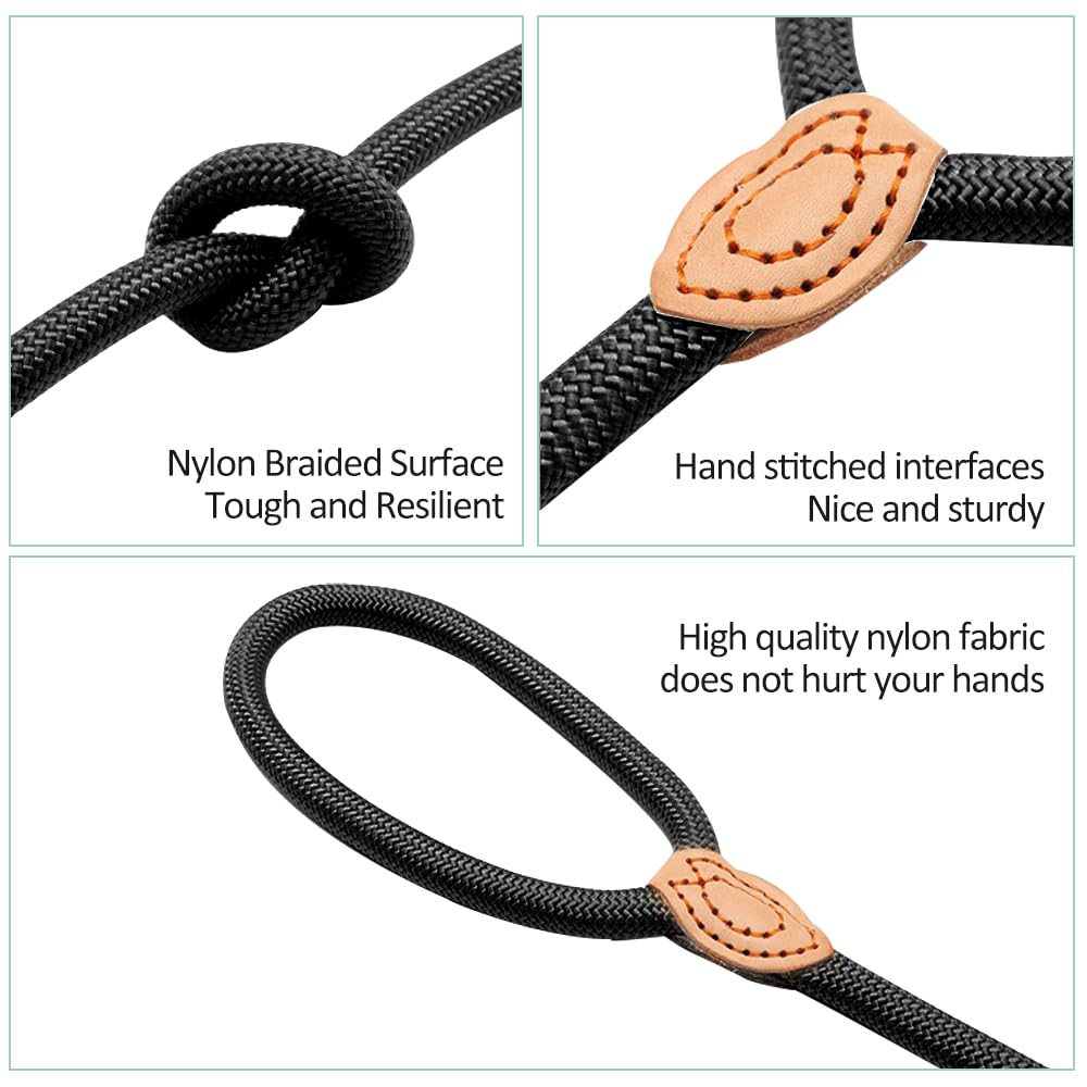 Laisse de retriever robuste et résistante aux intempéries pour chiens de toutes tailles, laisse et collier à mettre rapidement en un, 150 cm, laisse douce au pelage avec arrêt de traction intégré