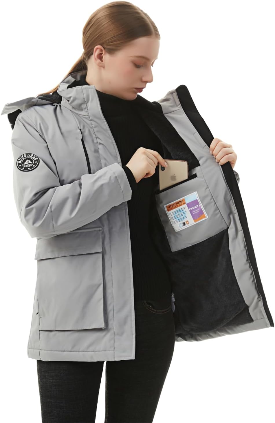 MOERDENG Women's Waterproof Winter Snow Coat Windproof Ski Jacket Hooded Snowboarding Jackets - Image 4