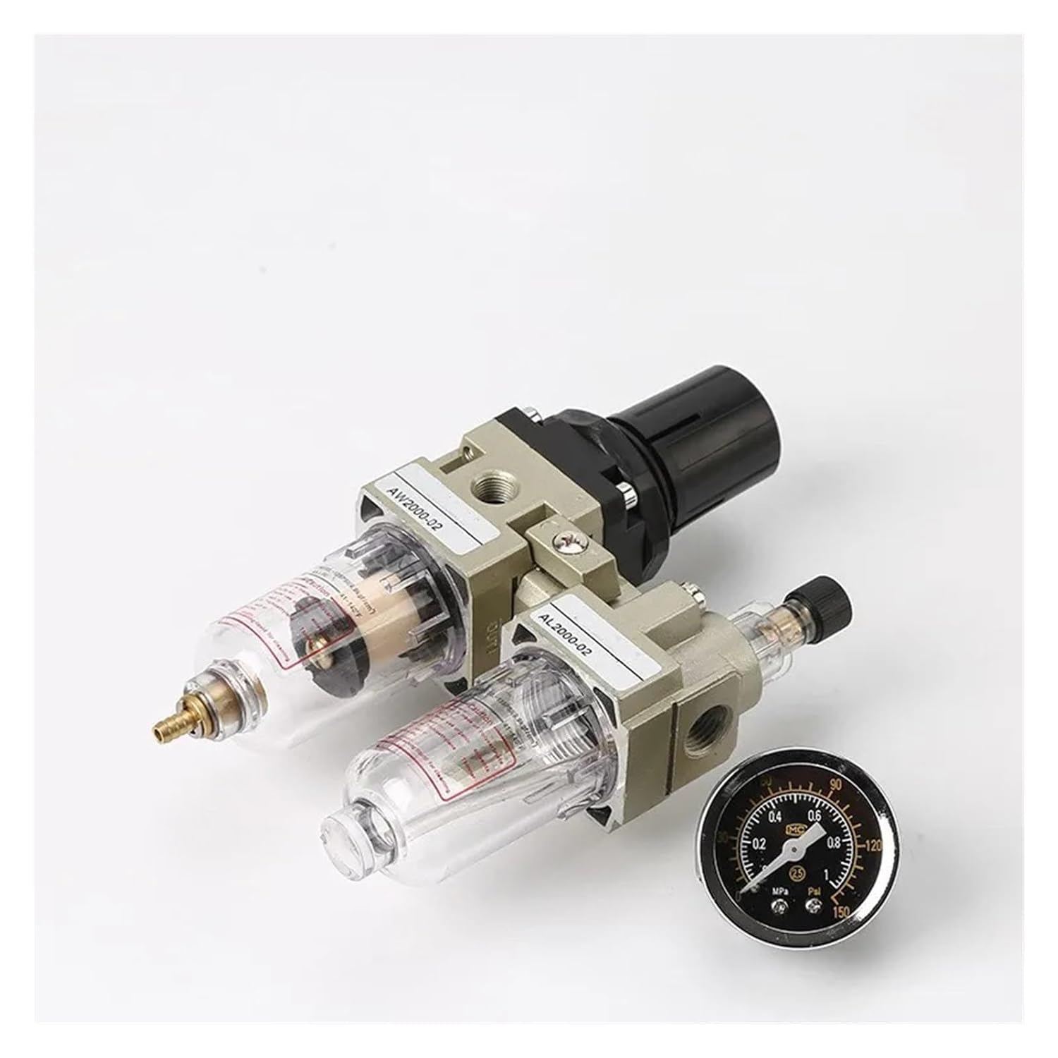 Air Pump Compressor Oil Filter Pressure reducing Valve Drain Valve Pneumatic Water Separator Pressure Manual Drainage AC2010-02(AC2010-02 w EU Type,Copper Filter)