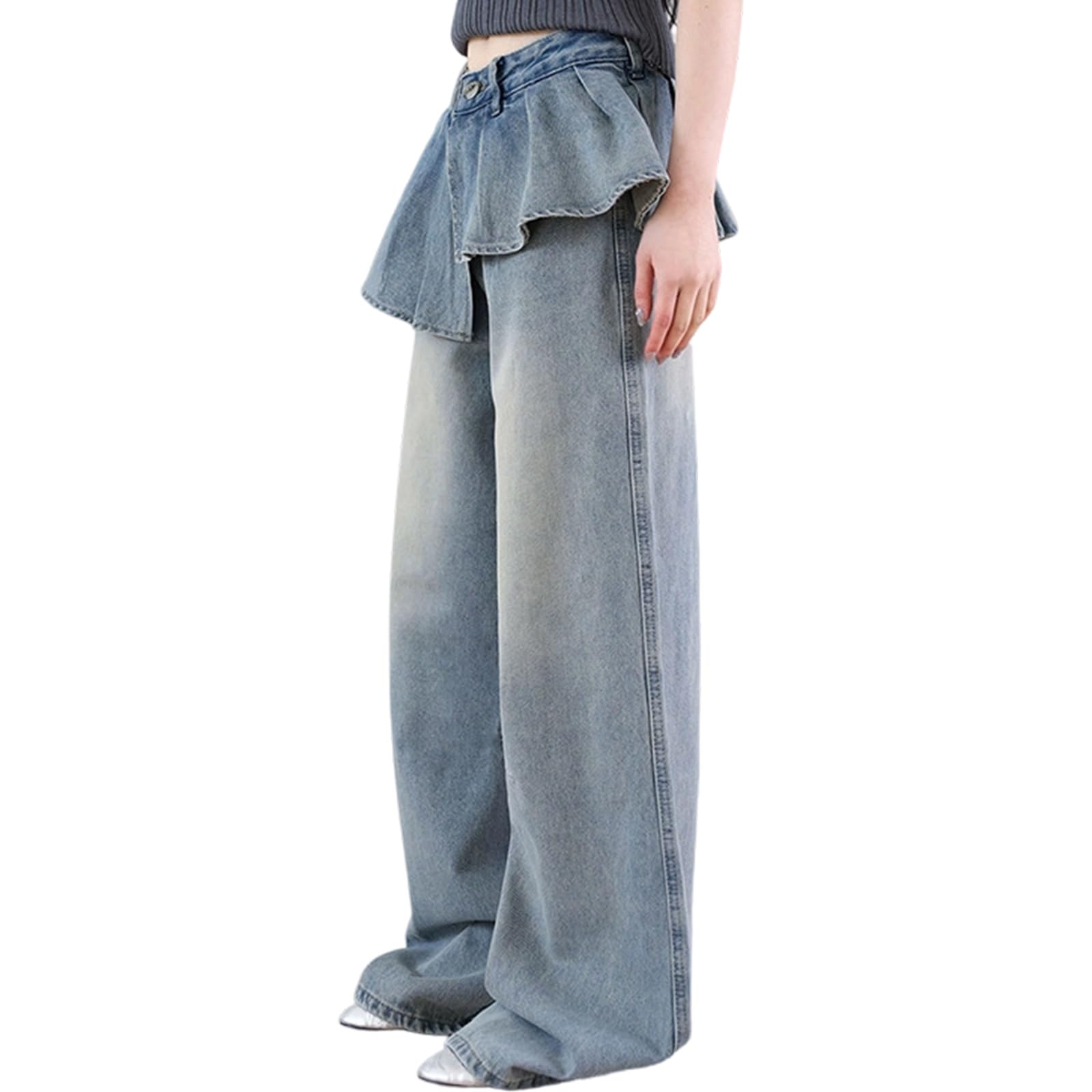 Jambe large et coupe ample pour ce pantalon ample effet jupe asymétrique - 8