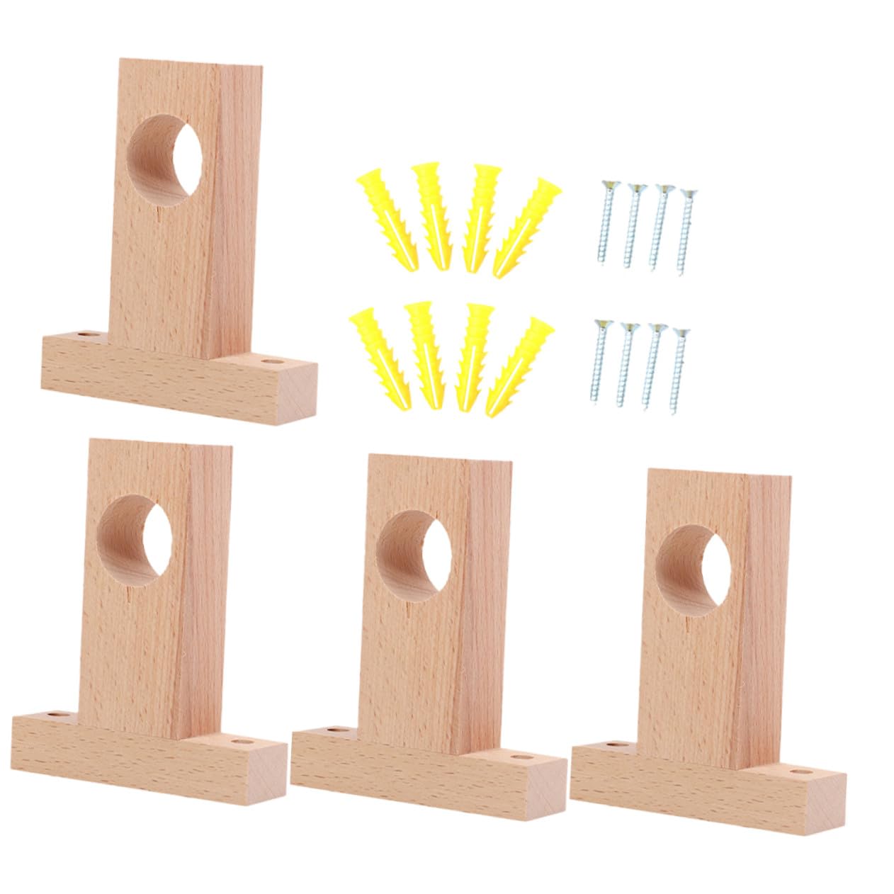 Supporti per Aste per Tende in Legno 4 Pezzi Ganci per Tende da Parete Robusti Resistenti all'Usura Staffe per Bastoni per Camera da Letto e Soggiorno