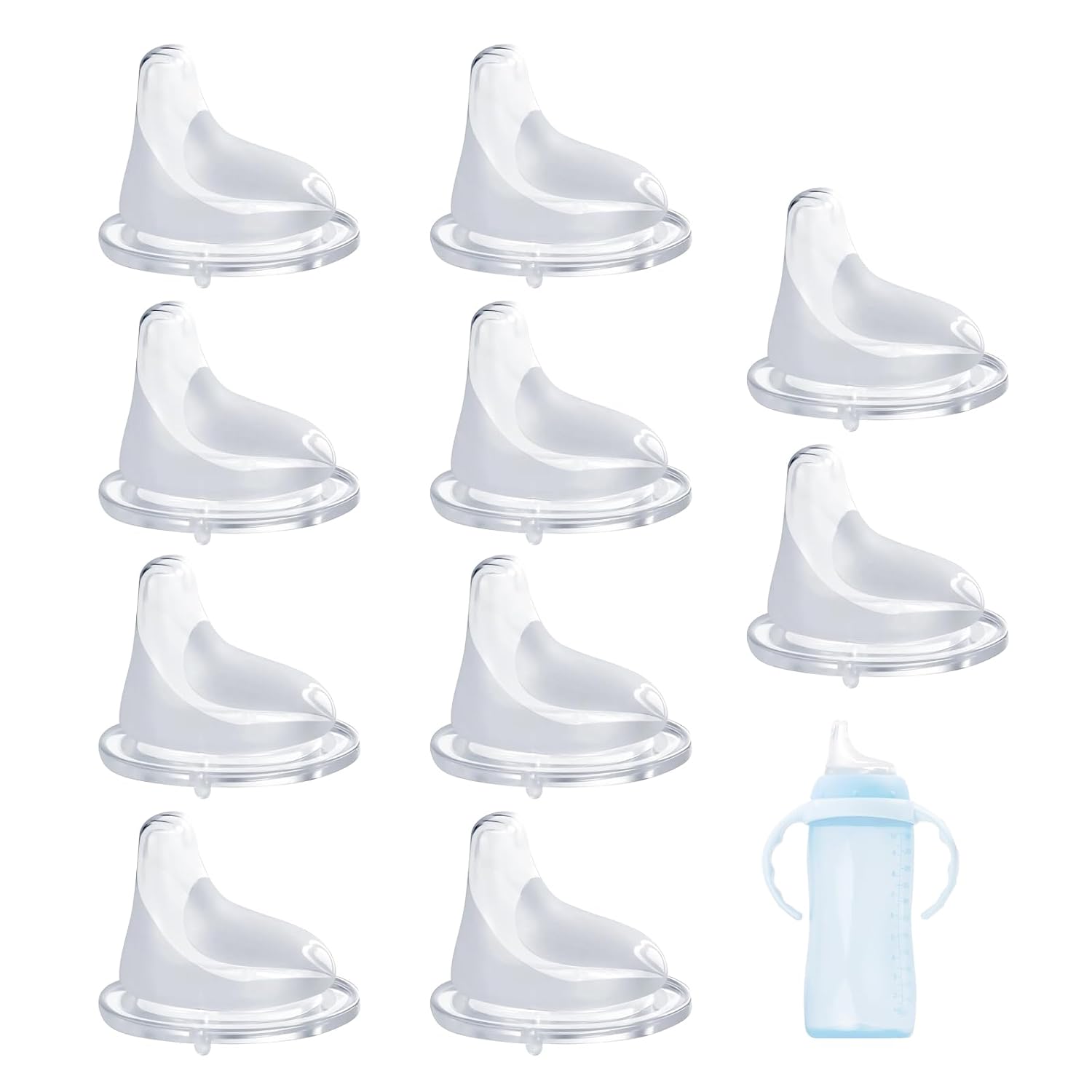 10Pack Silicone Spout Applicable for NUK, Soft Spout Applicable for NUK Active and Learner Cups, Transition from Bottle to Cup, Leakproof Design.