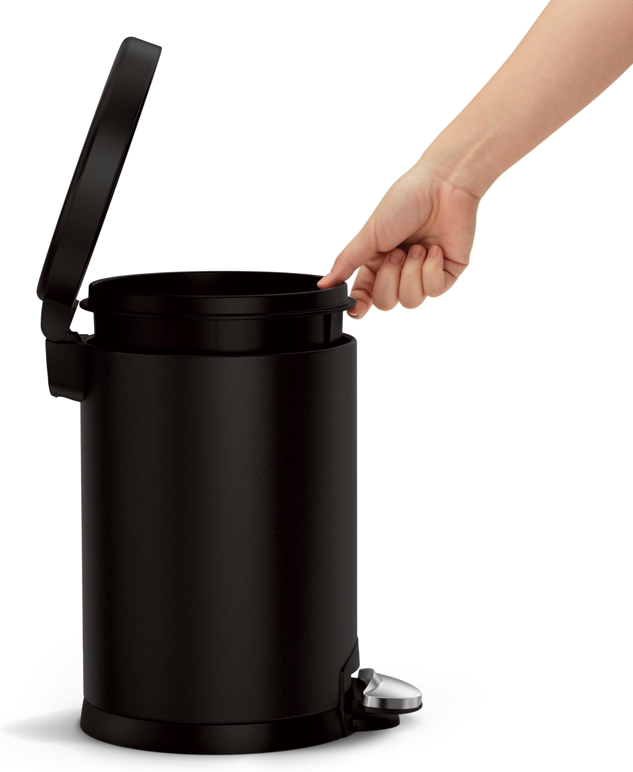 simplehuman 4.5リットル / 1.2ガロン 円形 バスルーム ステップ ゴミ箱 マットブラック