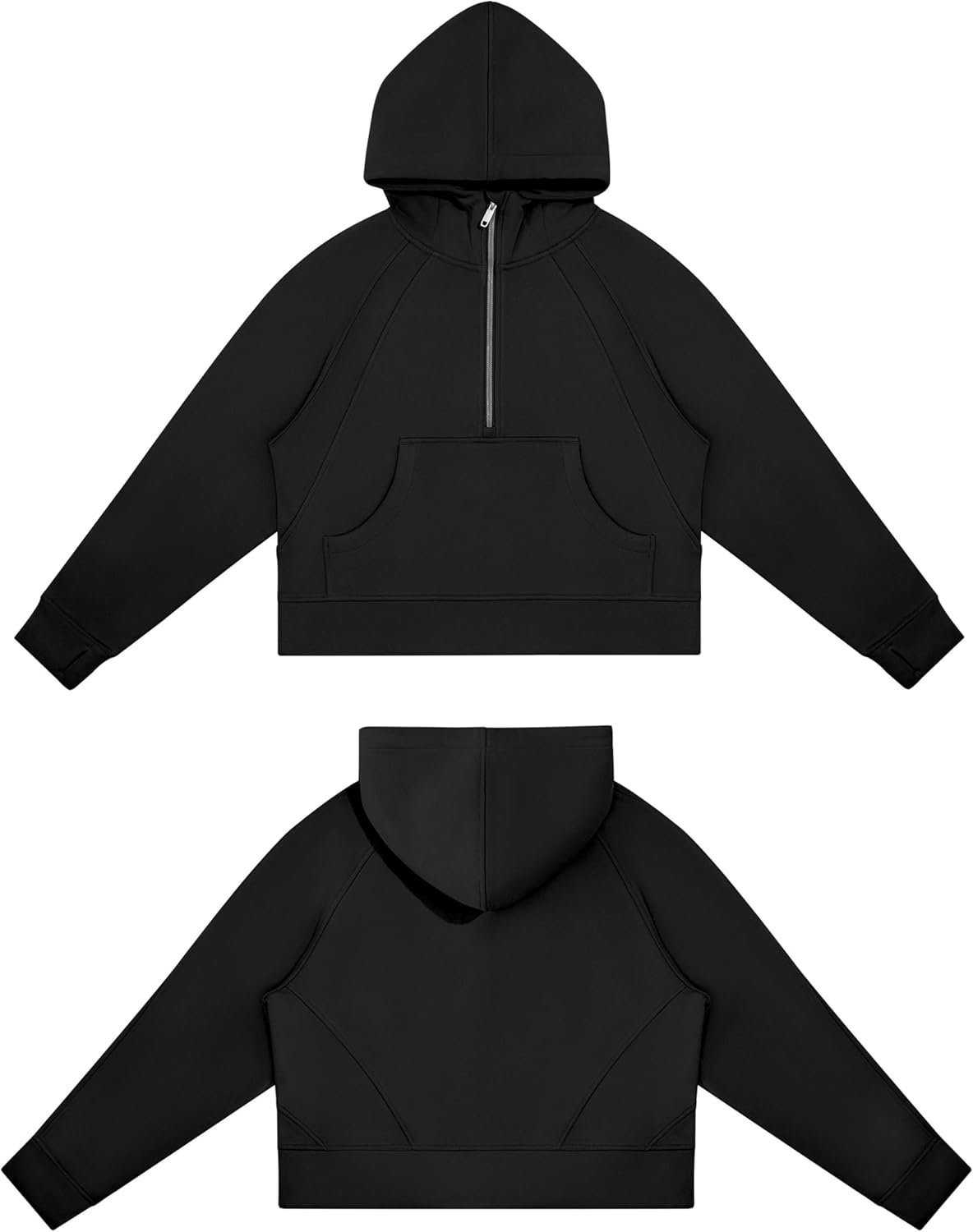 THE GYM PEOPLE Womens' Hoodies Half Zip Long Sleeve Fleece Crop Pullover Sweatshirts with Pockets Thumb Hole - Image 5