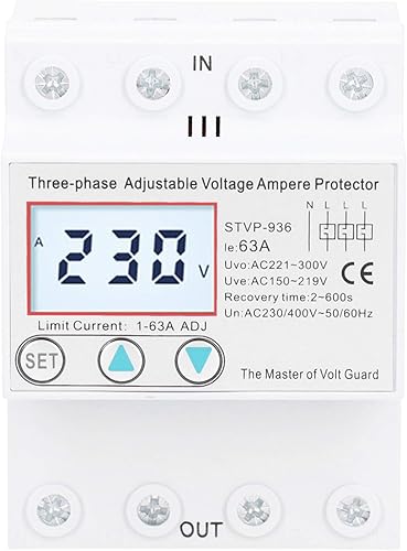 Miniatura 10 de STVP936 LCD Protector de voltaje ajustable LCD trifásico Protector de voltaje de reinicio automático multifuncional 230V400V AC ((50A))