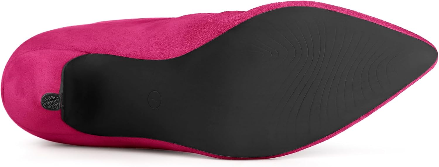 Allegra K Women's Pointy Toe Slouch Back Zipper Stiletto Heel Ankle Boots