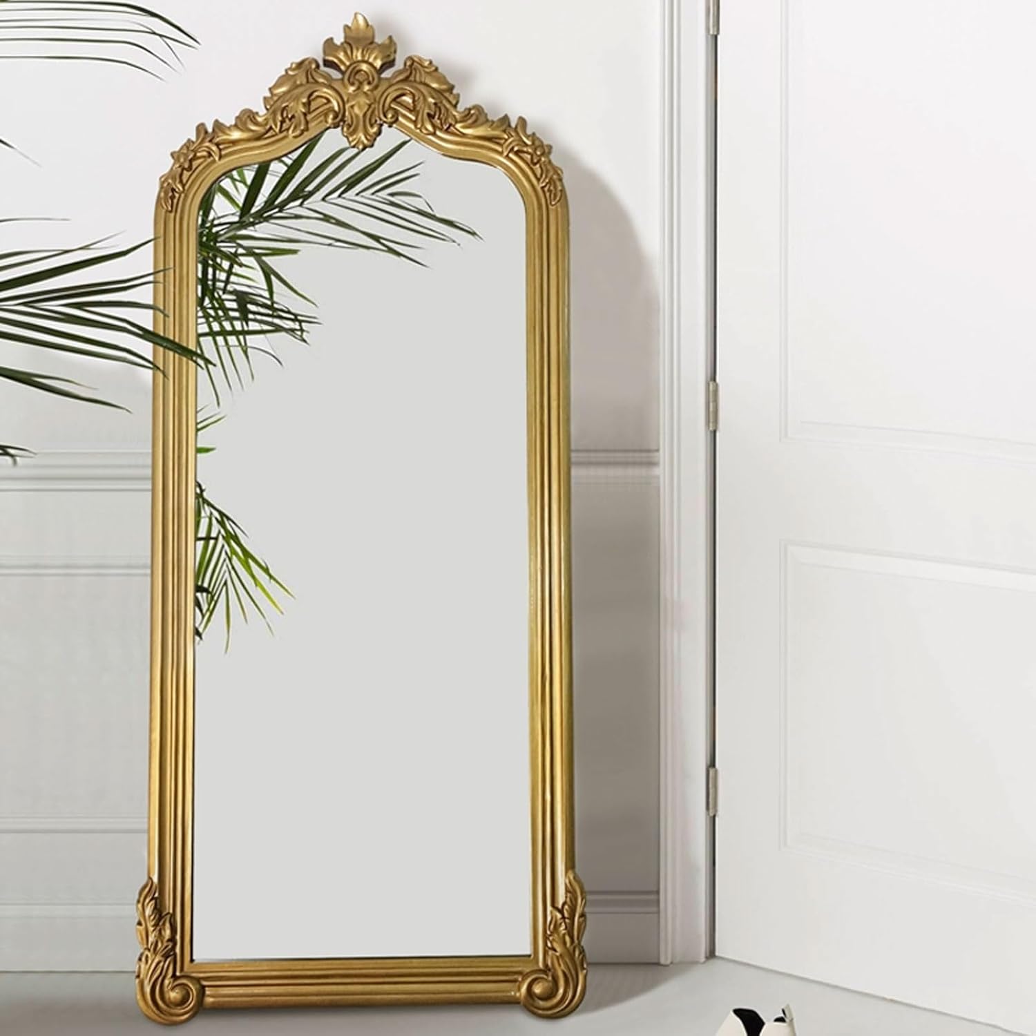 Amazon.com: TBJEN Vintage Gold Full Length Mirror, Full Body Gold Antique Floor Mirror Leaning ...