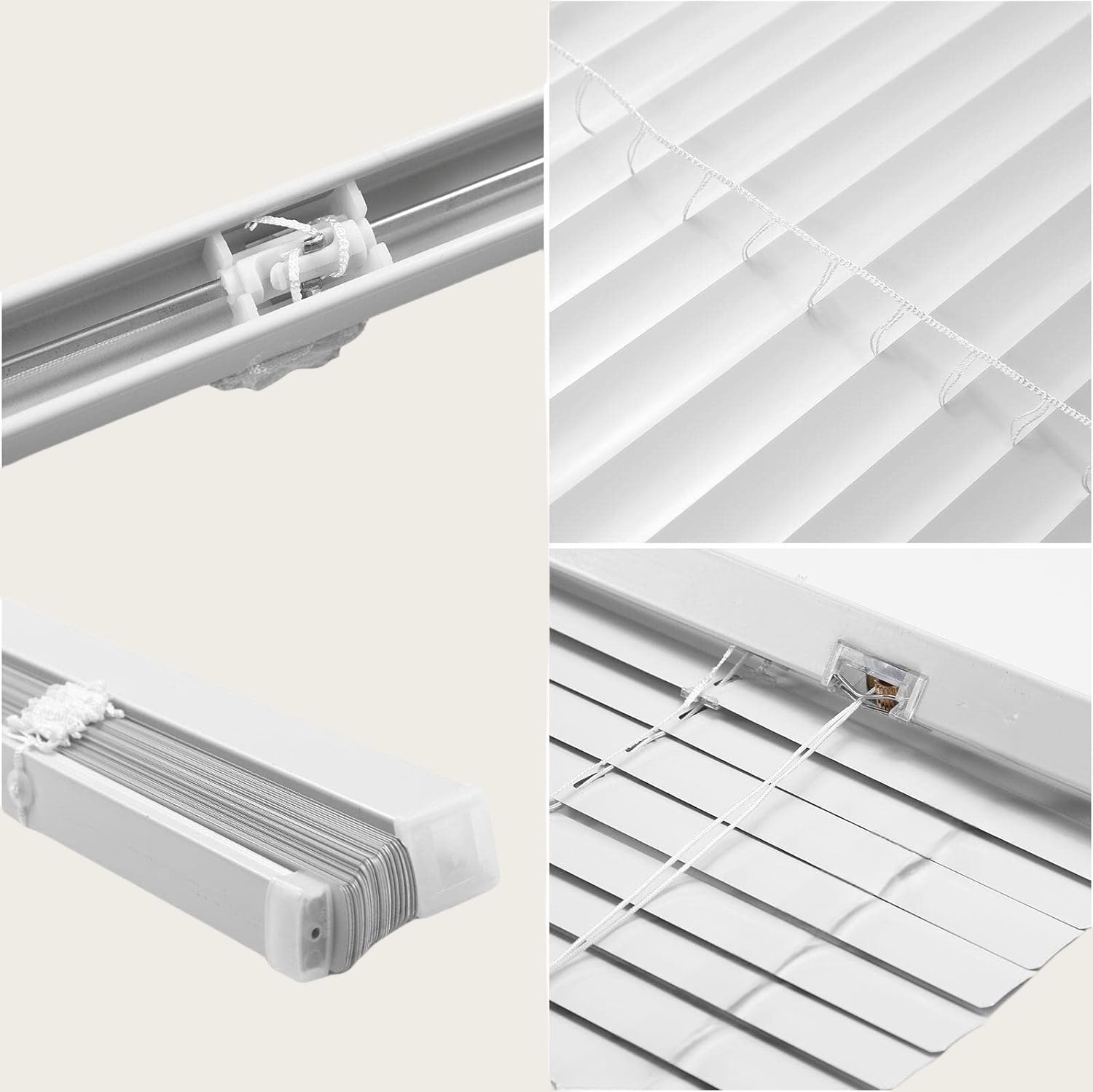 Cordless Aluminum Mini Blinds For Windows - 45" W X 48" H, White, Waterproof & Light Adjusting