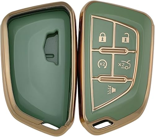 Miniatura 8 de Funda de goma de silicona para llavero compatible con Cadillac ATS CT5 CT6 XT4 XT5 XTS (5 botones) (negroblanco)