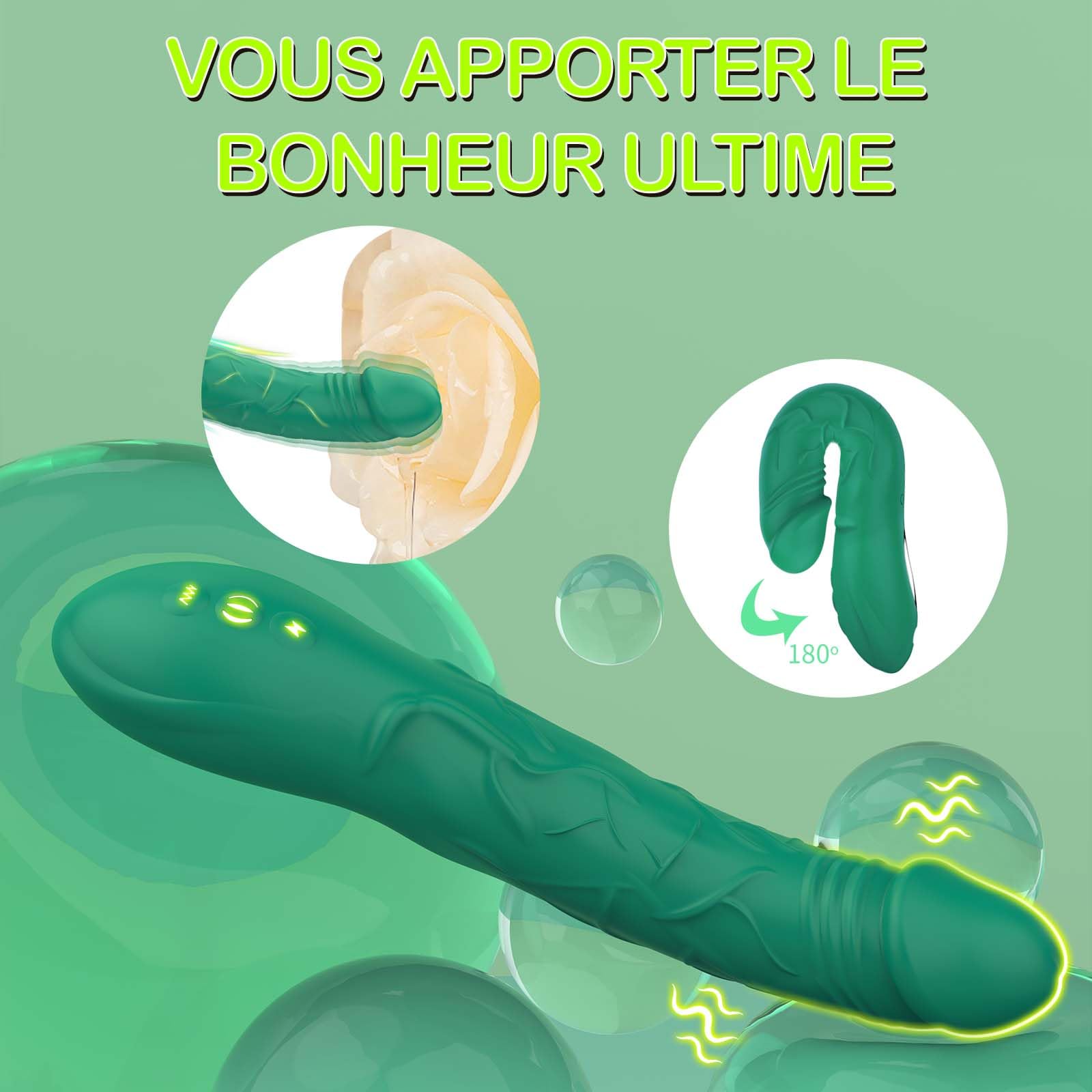 Vibratore Sessuali Realistico per Donna, Vibratore Sex Toys Dildo con 10 Modalità di Vibrazion, Vibratoreper Donna Professionale per Punto G Squirting, Vibratori Donna Pene Finto Per Donne (Verde)