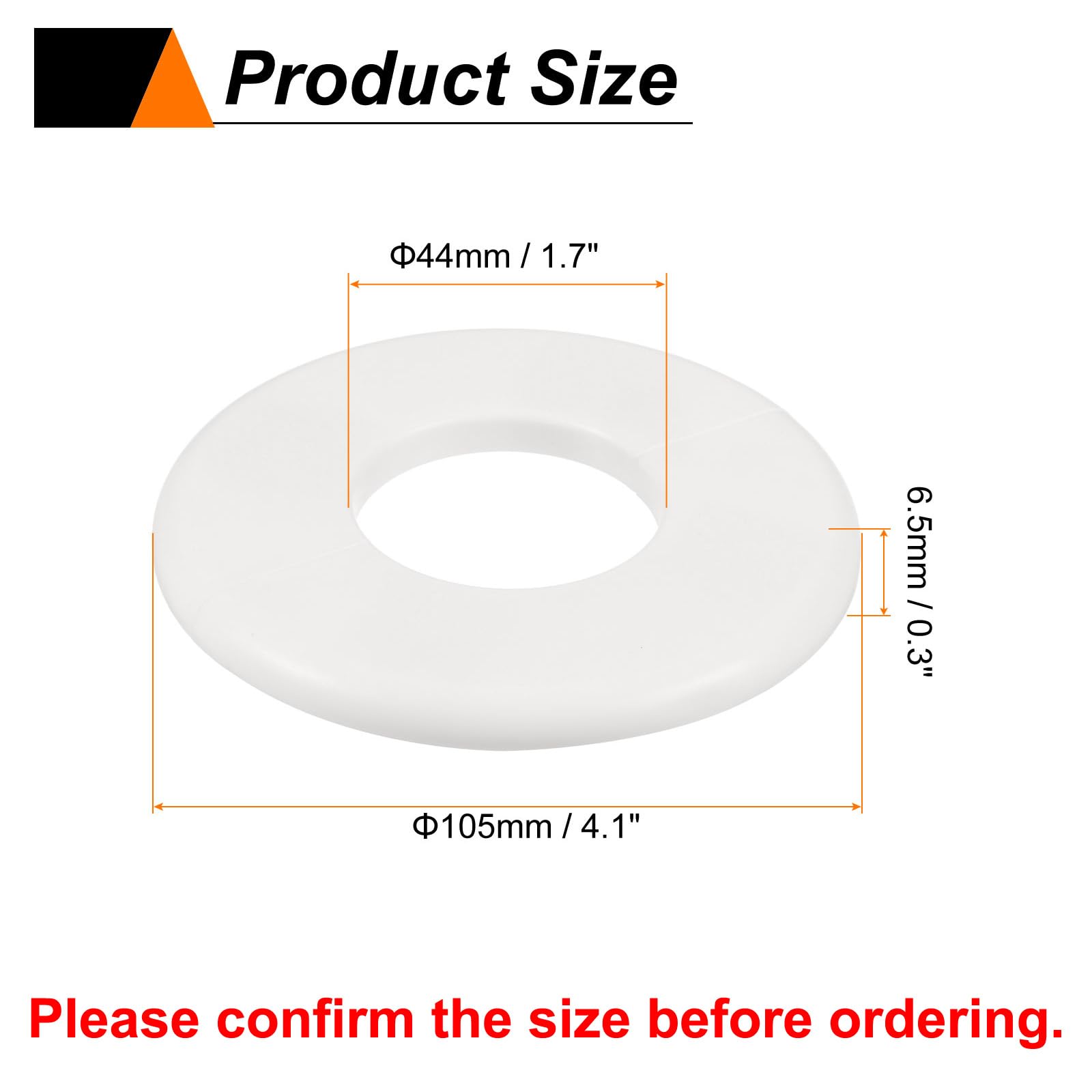 QUARKZMAN 2Pcs Wall Split Flange 44mm/1.7" Autoadesivo Piastre Di Copertura Idrauliche ABS Plastica Piastra Scutetto Rotonda Design A Fibbia Per Tubi Acqua Decorazione Bagno Cucina Bianco