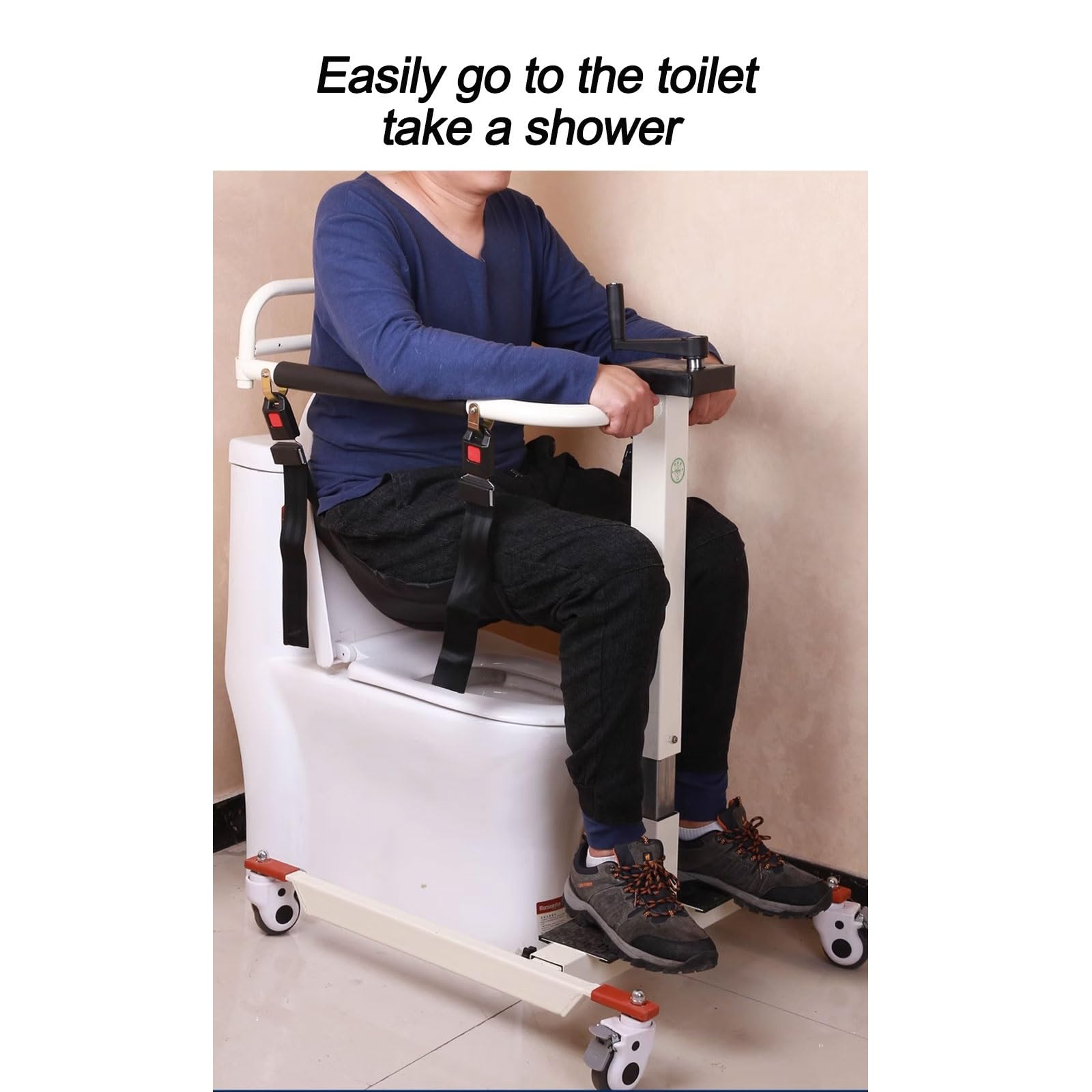 Silla de Traslado de Pacientes, Silla de Ruedas Portátil de Transferencia de Pacientes for El Hogar, Silla de Ducha de Baño, Ajustable en Altura y Ancho (Size : D)